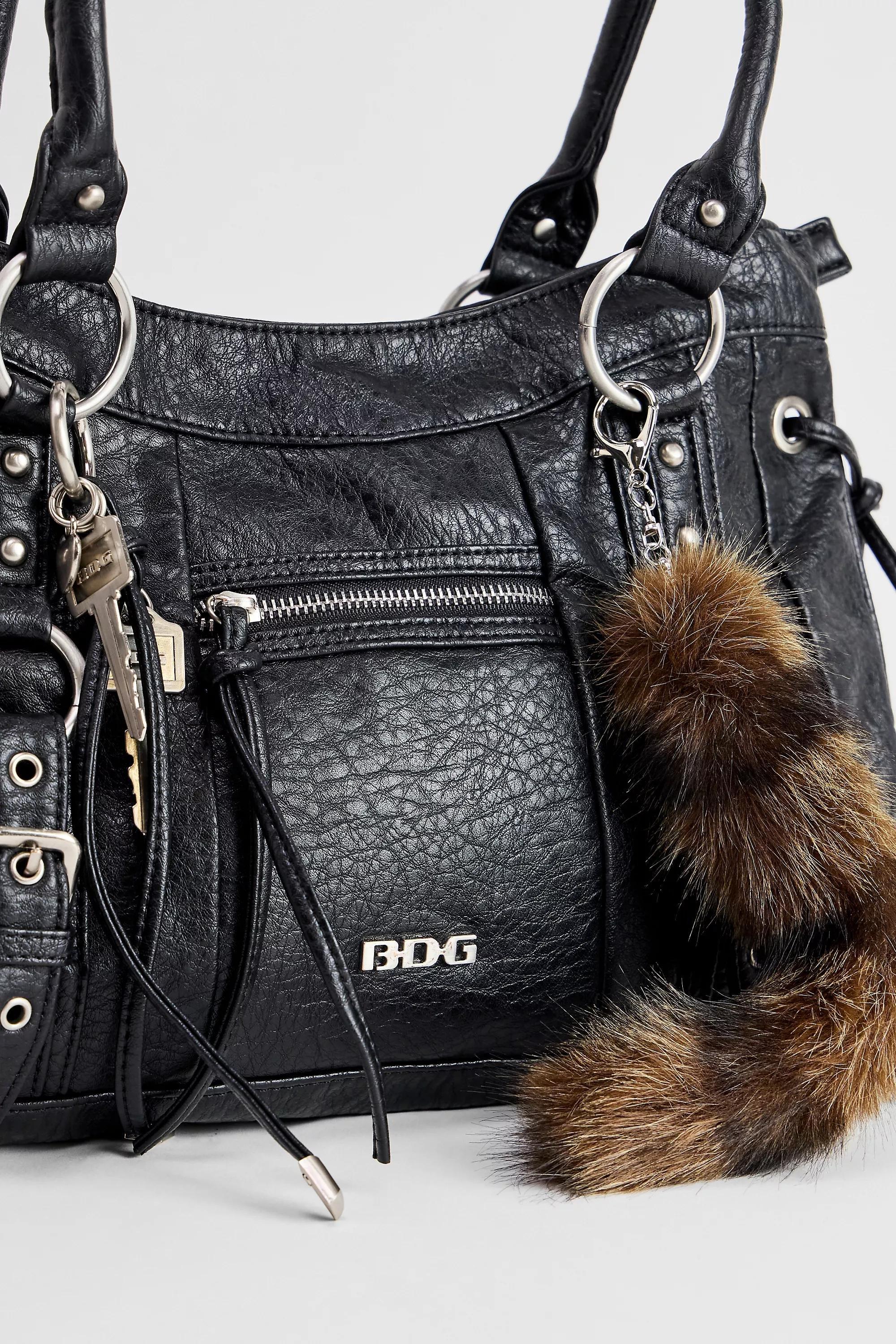 Black Beg Jude Washed Faux Leather Shoulder Bag, BLK, large image number 2
