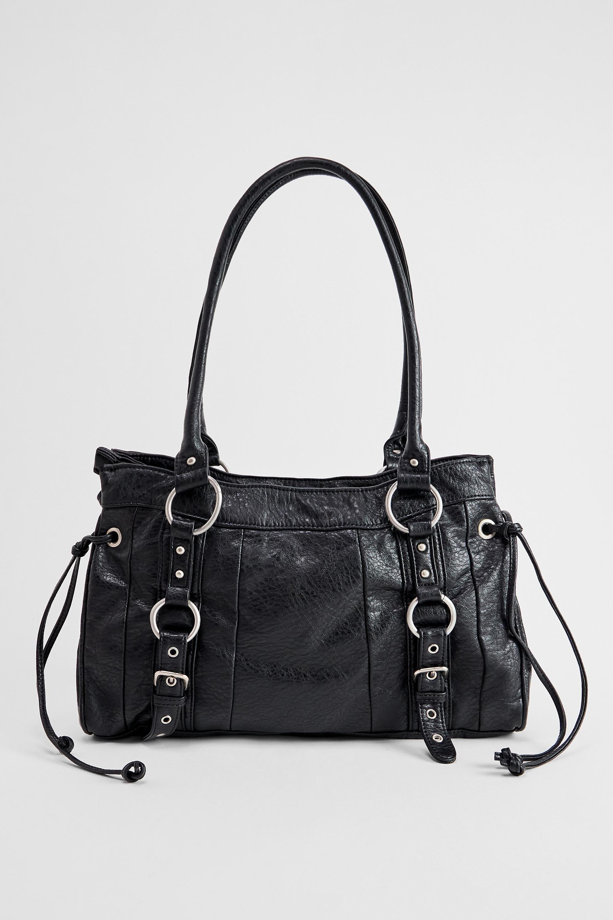 Black Beg Jude Washed Faux Leather Shoulder Bag, BLK, large image number 4