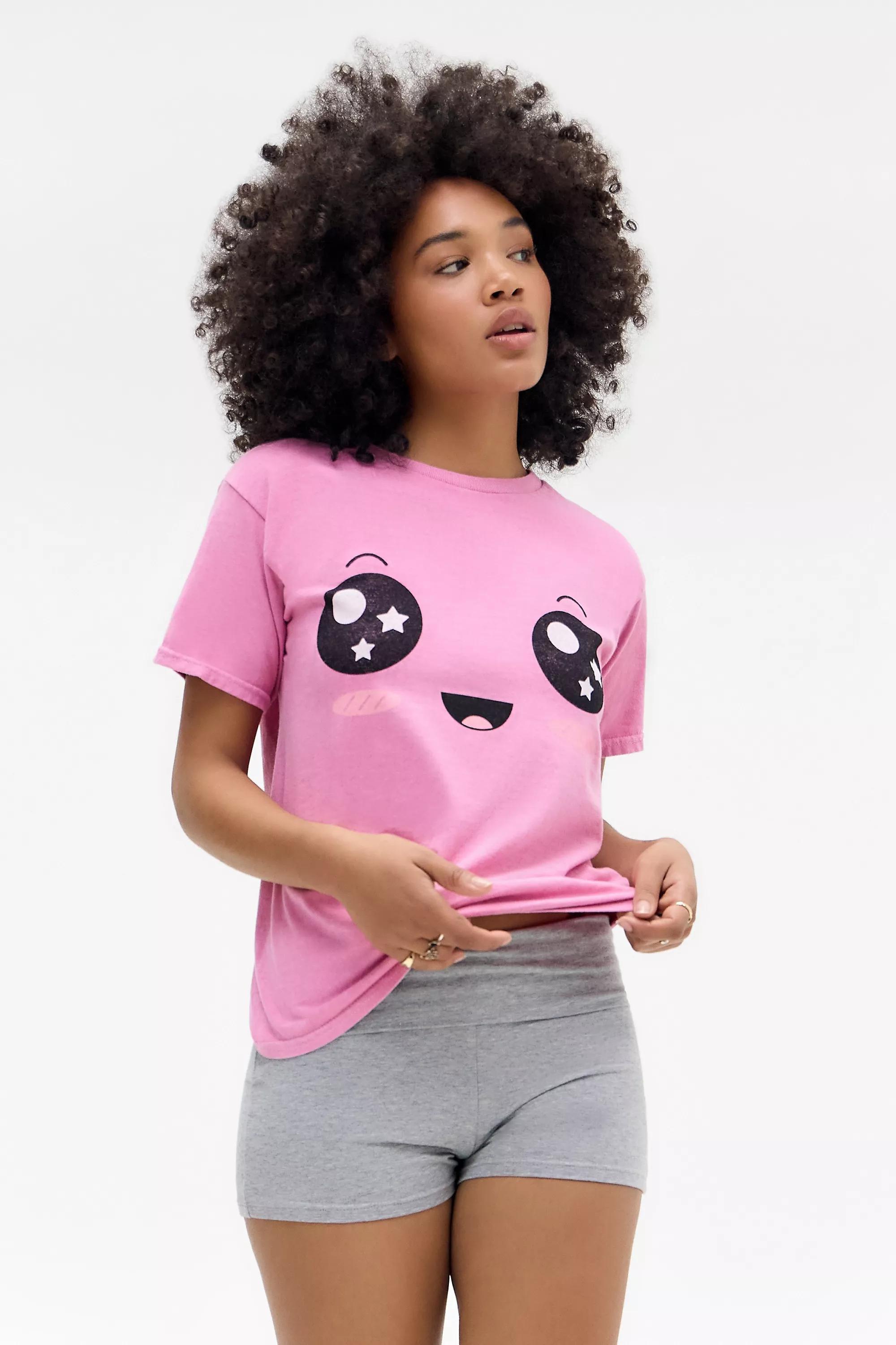 Pink Uo Printed Relaxed T-Shirt, , medium
