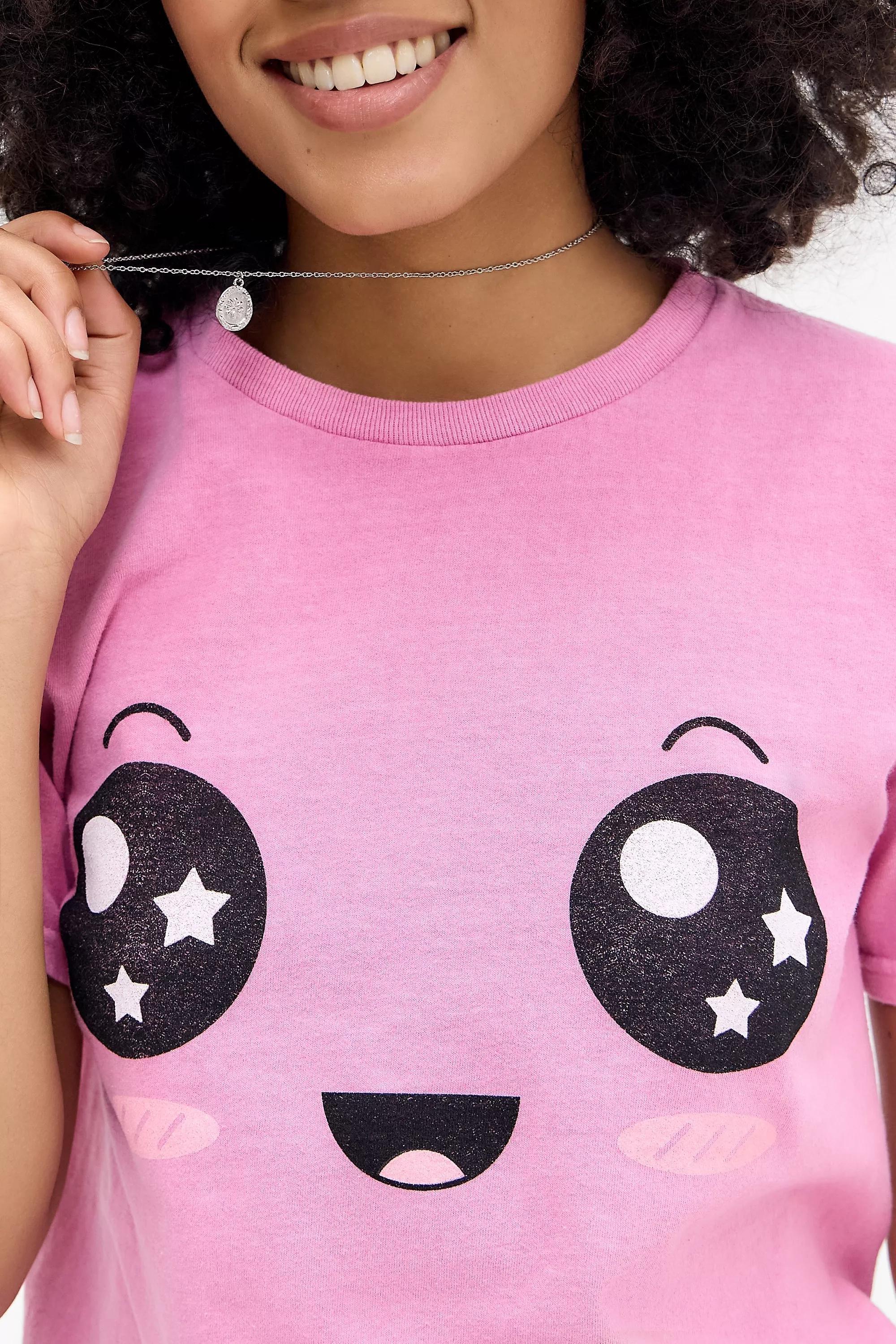 Pink Uo Printed Relaxed T-Shirt, , large image number 1