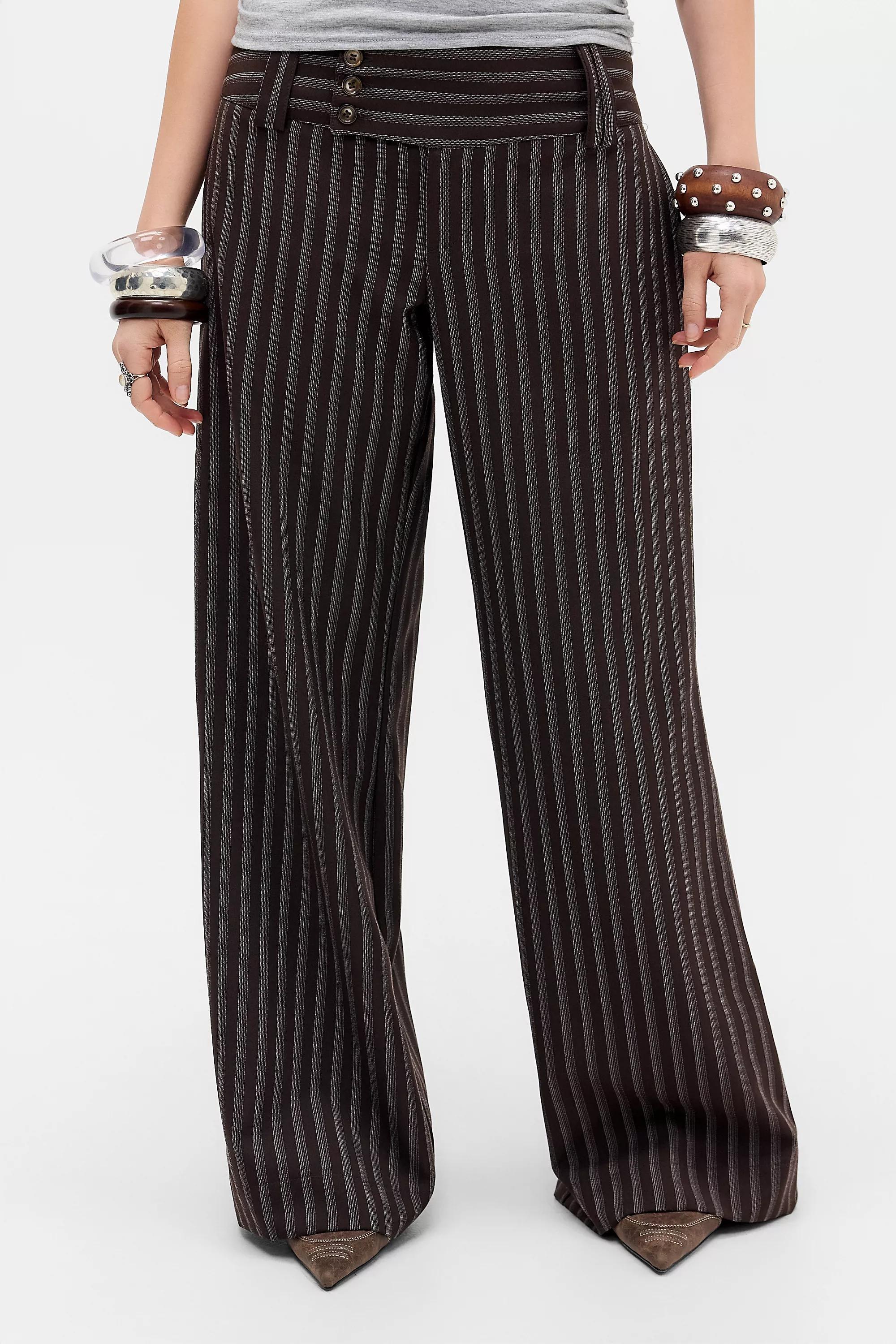 BROWN UO Charlie Low Rise Flared Trousers, BRN, large image number 0
