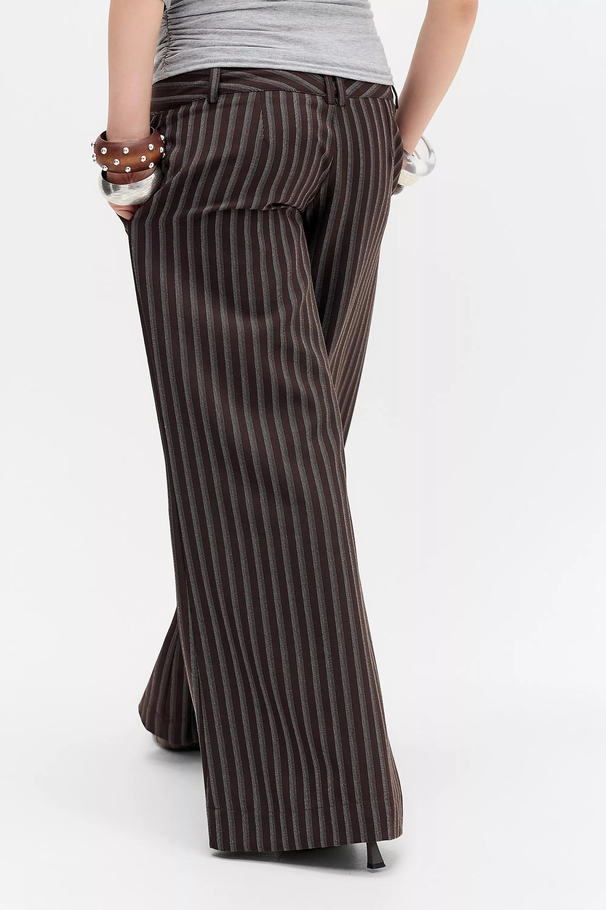 BROWN UO Charlie Low Rise Flared Trousers, BRN, large image number 3