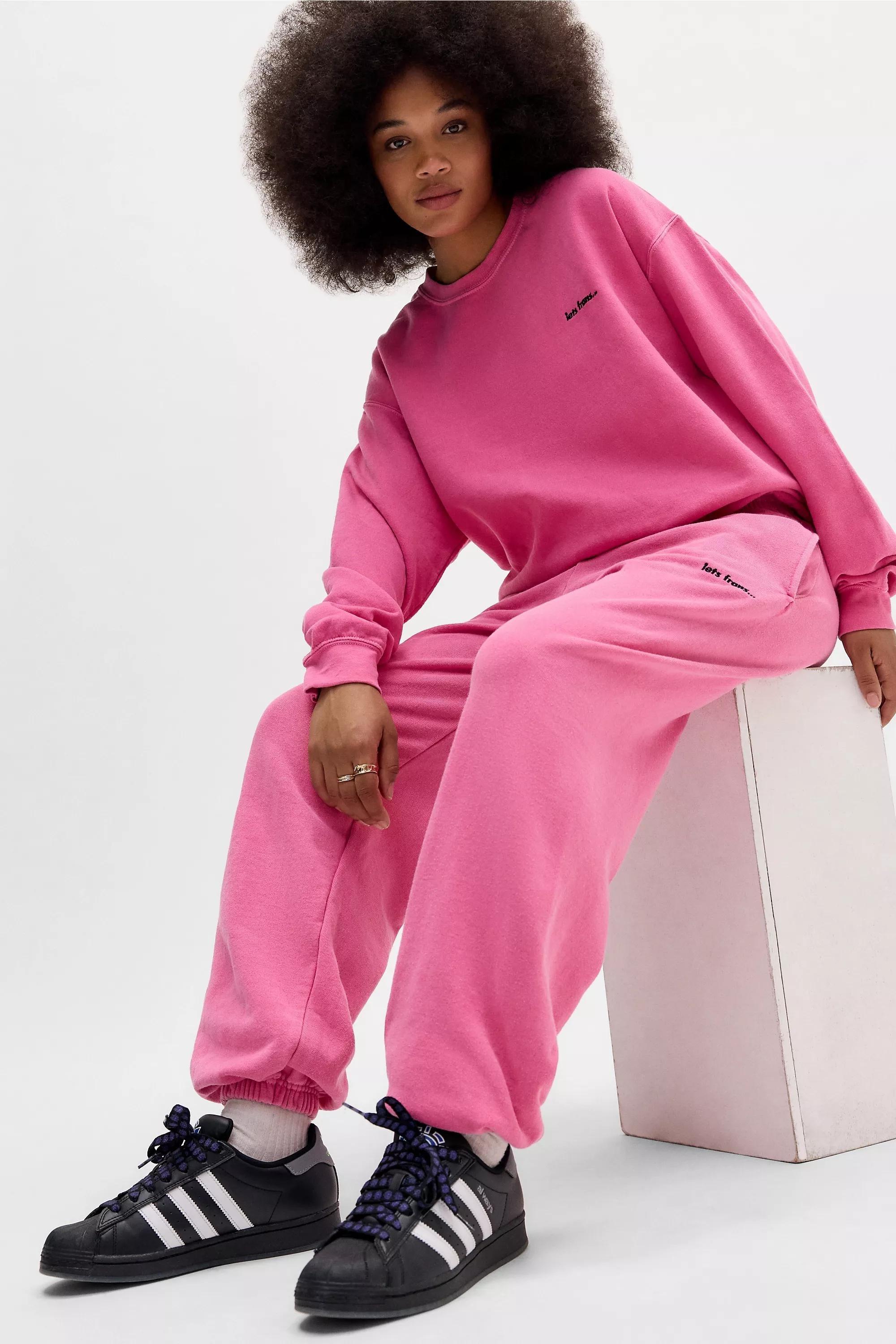 Pink Iets Frans... Lipstick Cuffed Joggers, , large image number 1