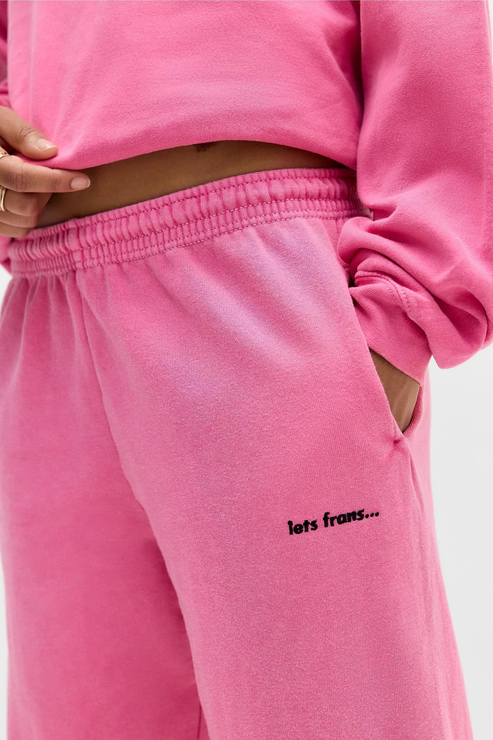 Pink Iets Frans... Lipstick Cuffed Joggers, , large image number 2