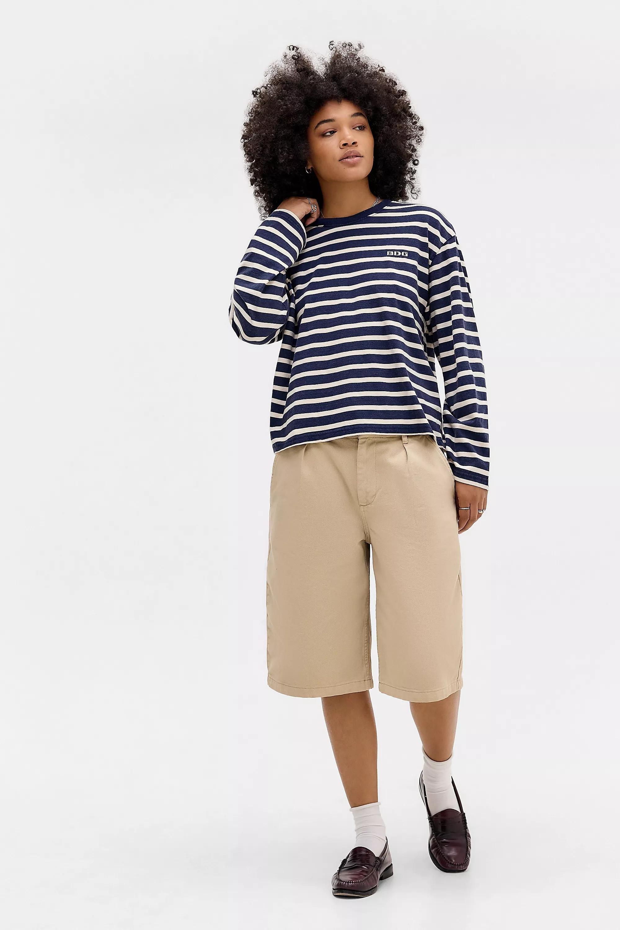 NAVY BDG Kai Boxy Long Sleeve T-Shirt, NAVY, large image number 1