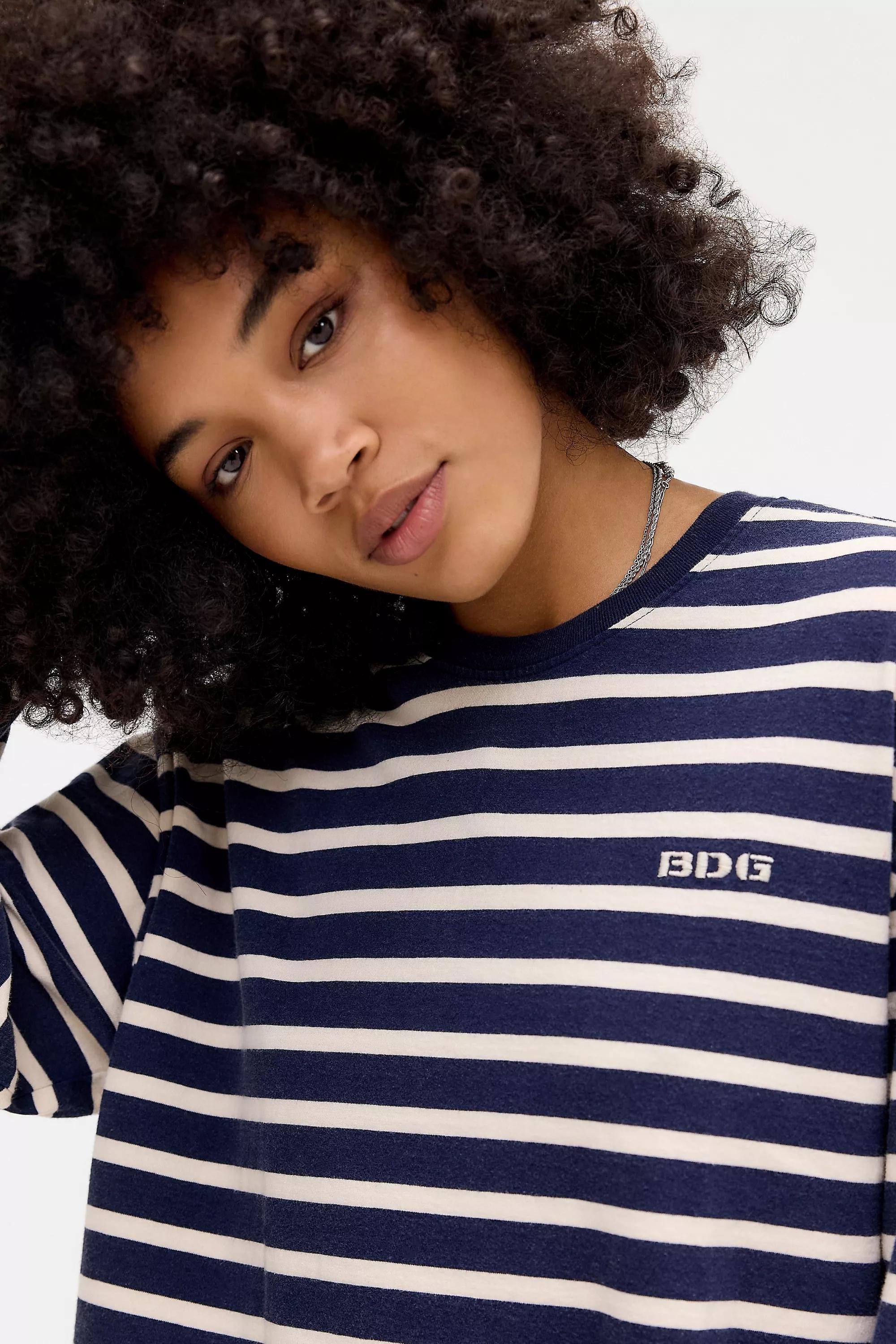 NAVY BDG Kai Boxy Long Sleeve T-Shirt, NAVY, large image number 2