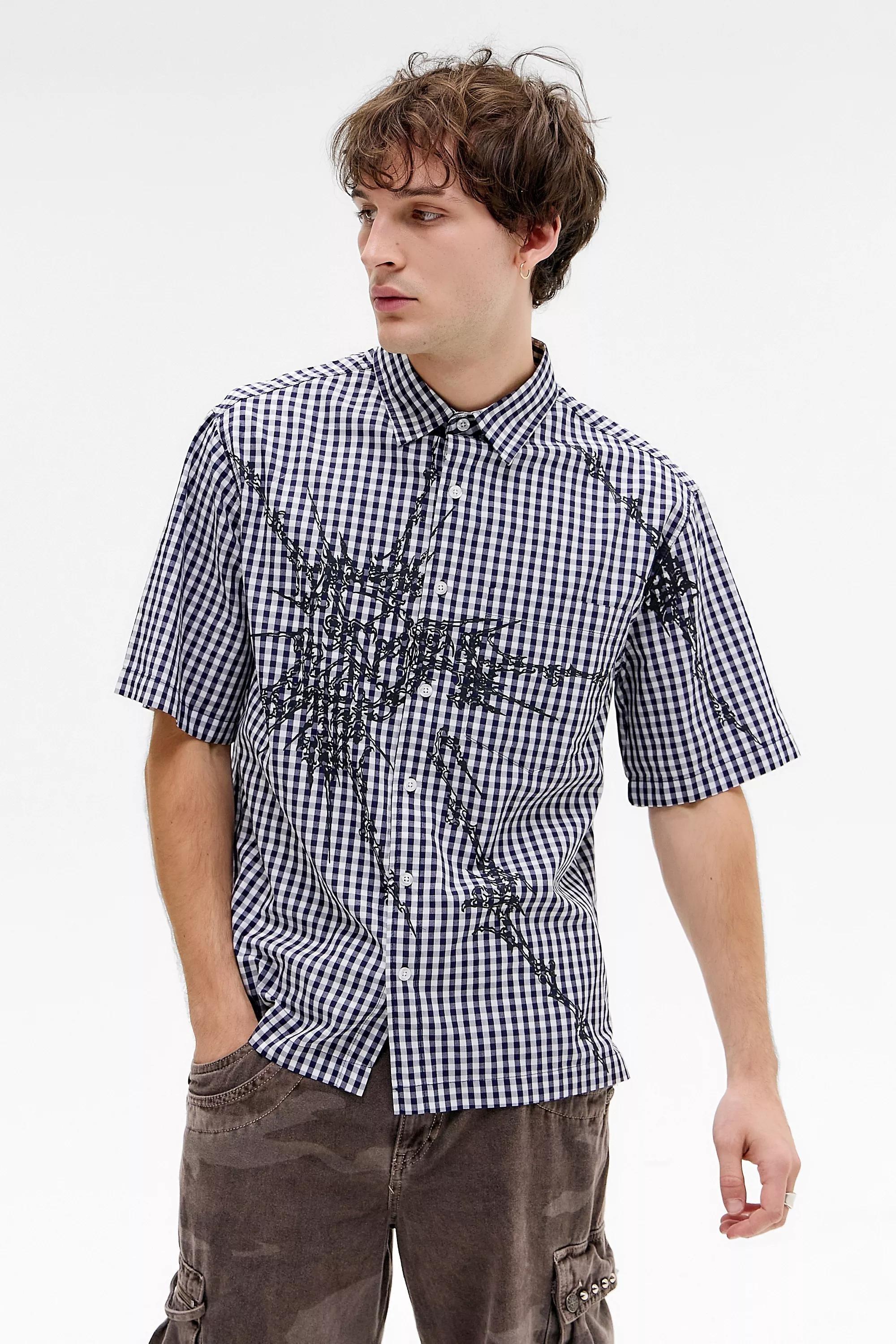 Navy Jaded London Atom Check Shirt, , medium