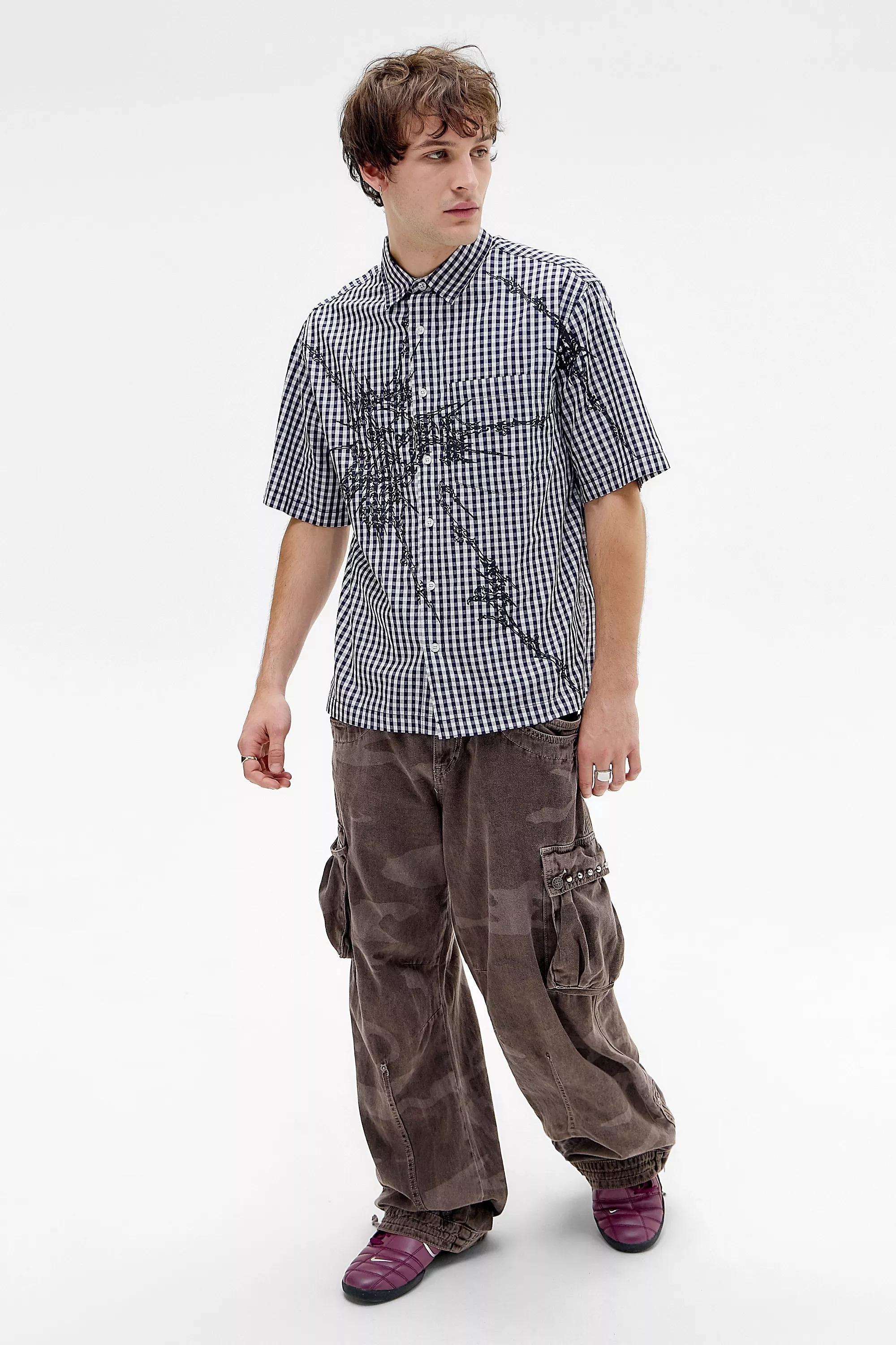 Navy Jaded London Atom Check Shirt, , large image number 1
