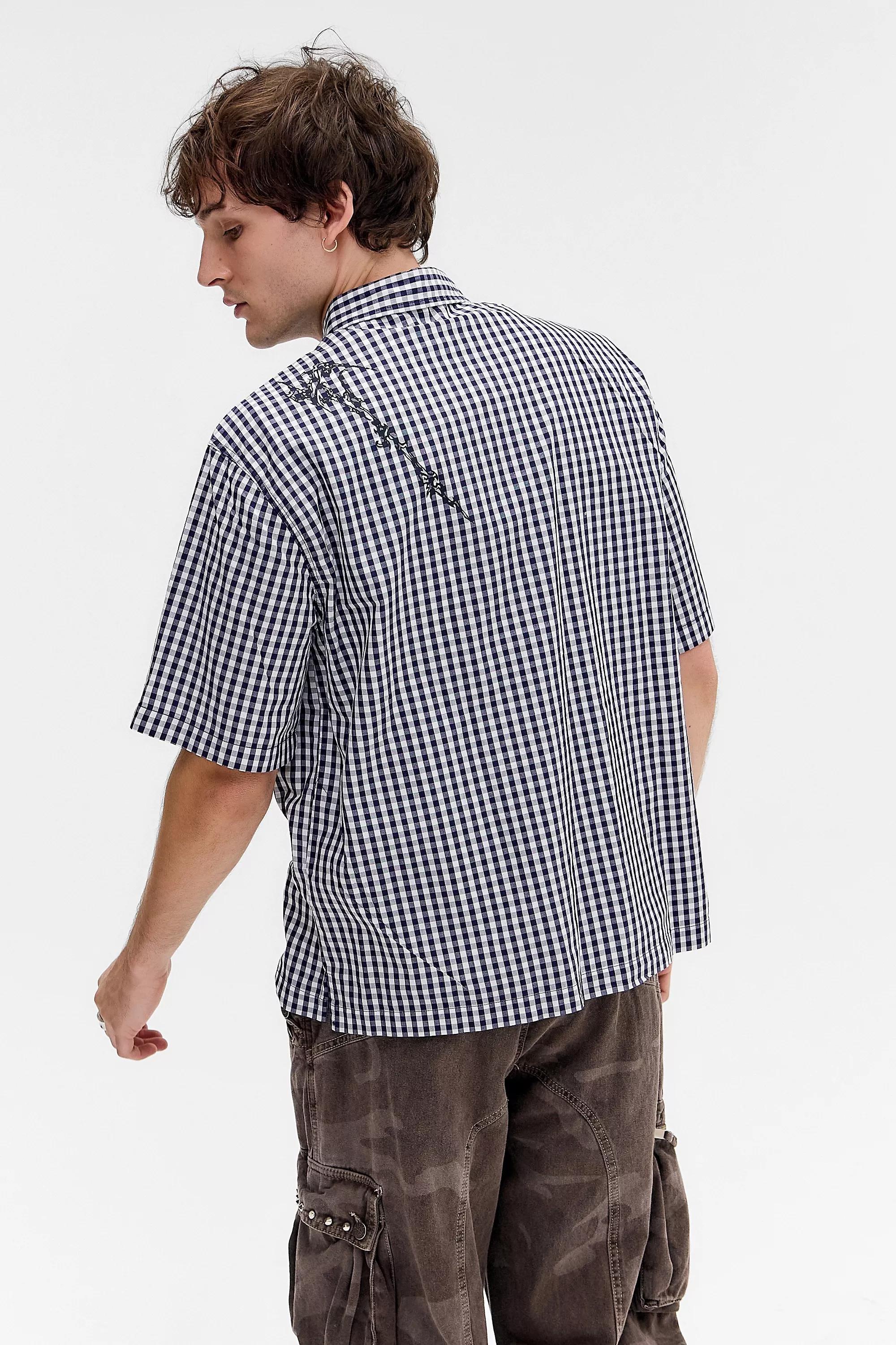Navy Jaded London Atom Check Shirt, , large image number 3