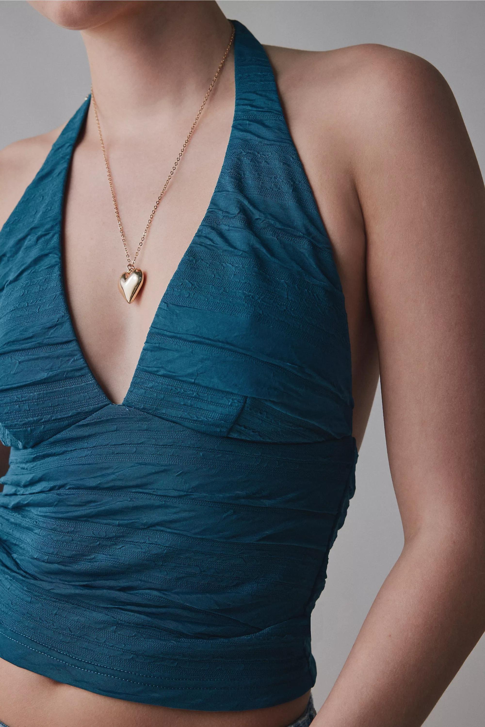 TURQUOISE Silence + Noise Club Classic Halter Top, TURQUOISE, large image number 2