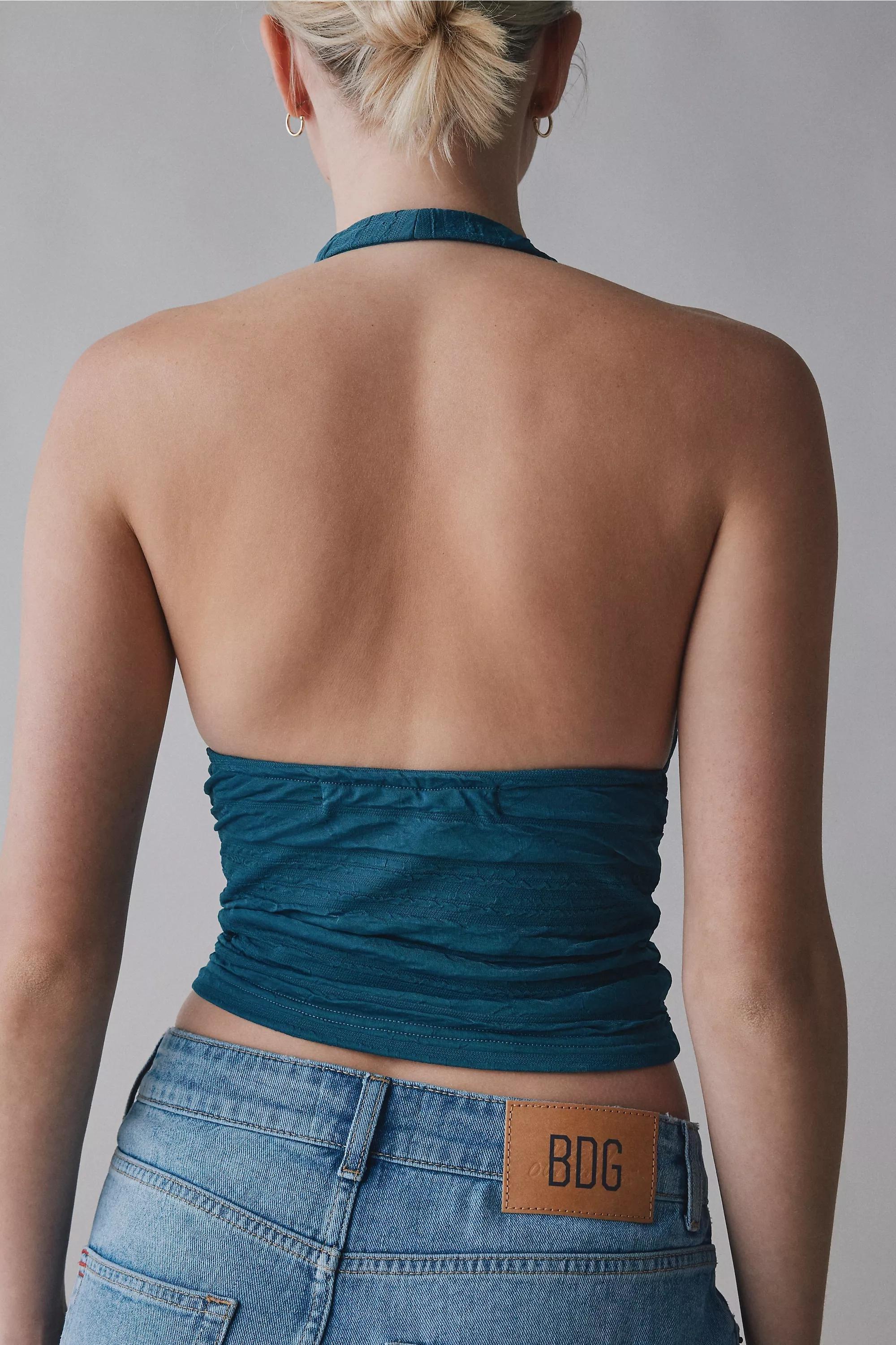 TURQUOISE Silence + Noise Club Classic Halter Top, TURQUOISE, large image number 3