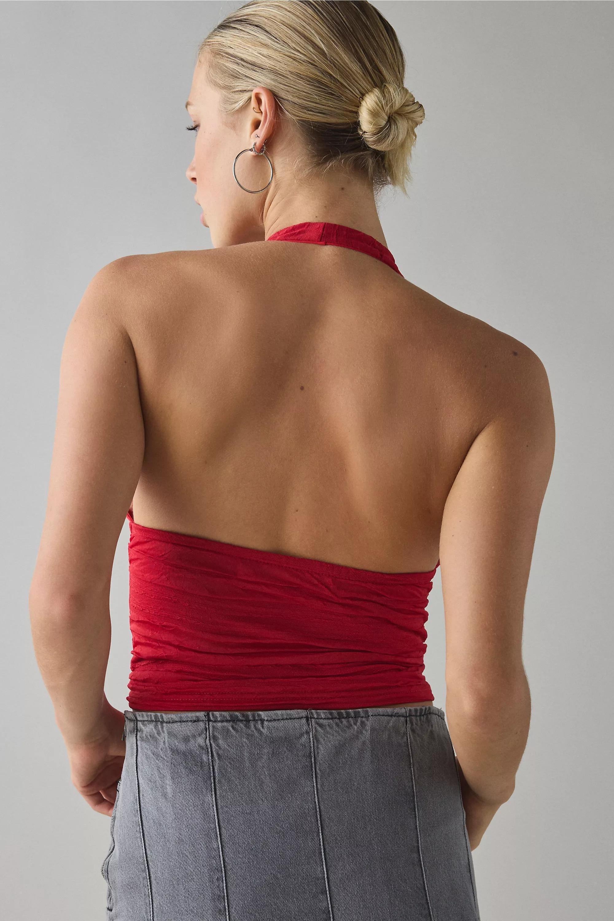 Red Silence + Noise Classic Halter Top, RED, medium