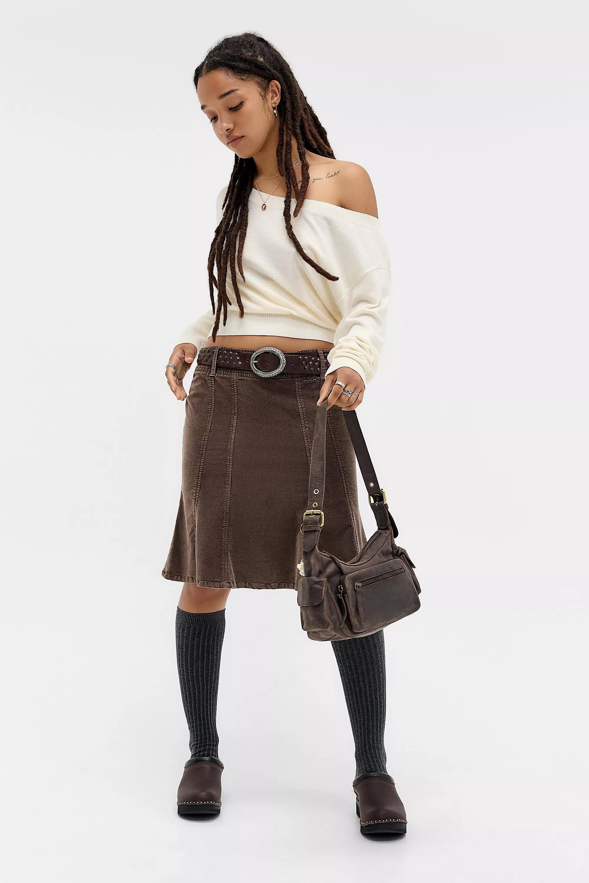 Khaki Bdg Corduroy Fishtail Skirt, KHAKI, large image number 0