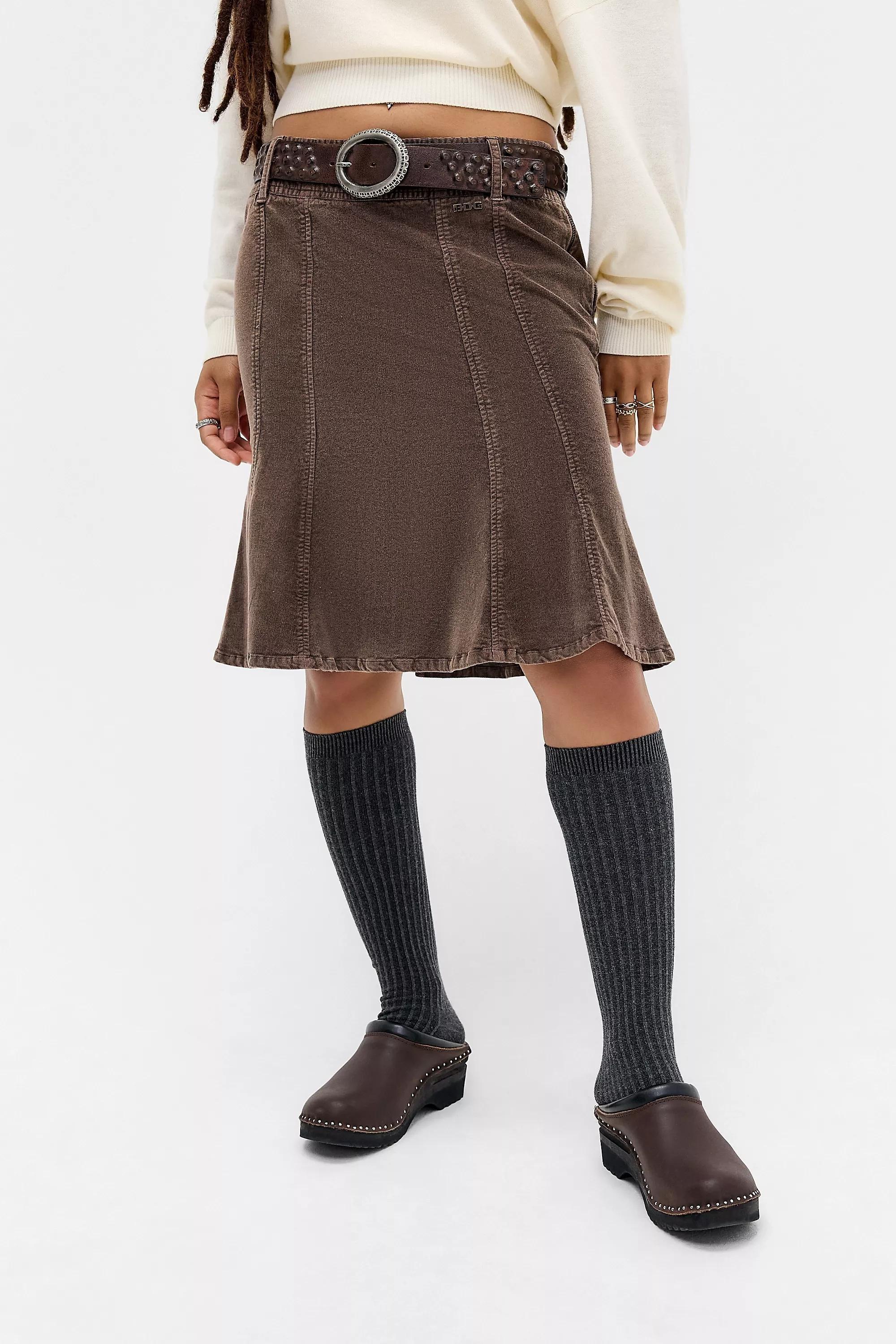 Khaki Bdg Corduroy Fishtail Skirt, KHAKI, large image number 1