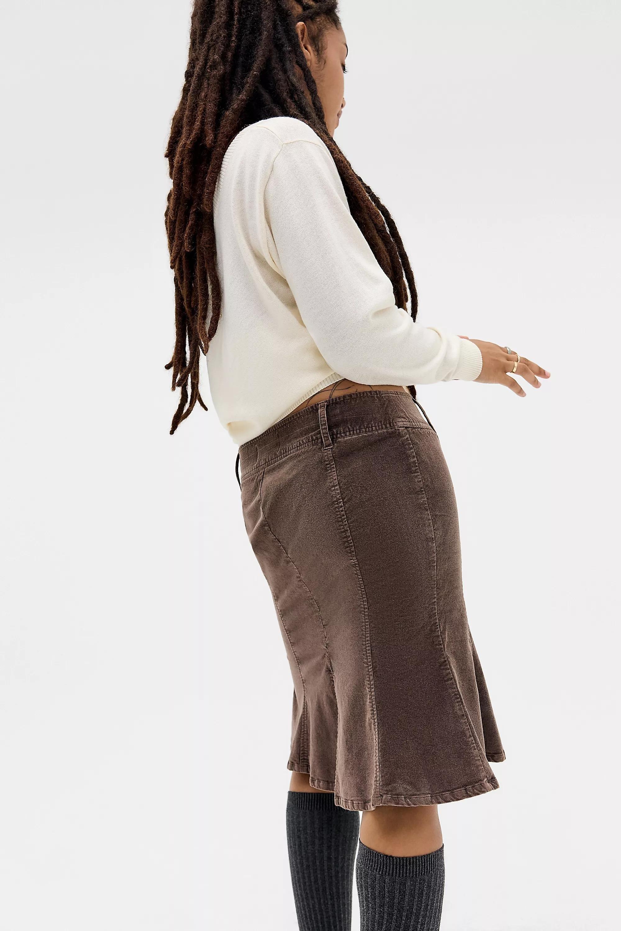 Khaki Bdg Corduroy Fishtail Skirt, KHAKI, large image number 3