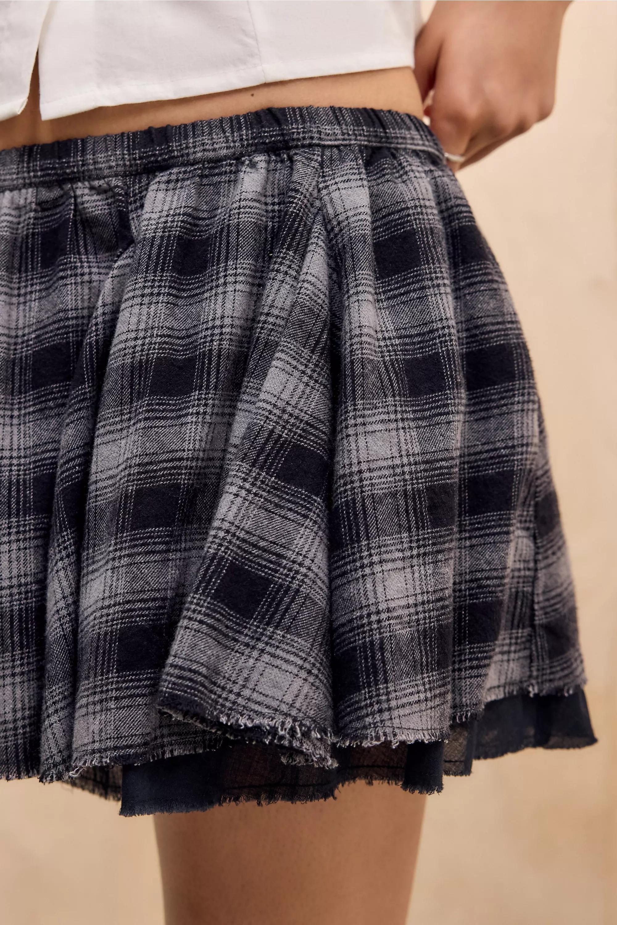 Kimchi Blue Olga Check Mini Skirt, BLK MOTIF, medium