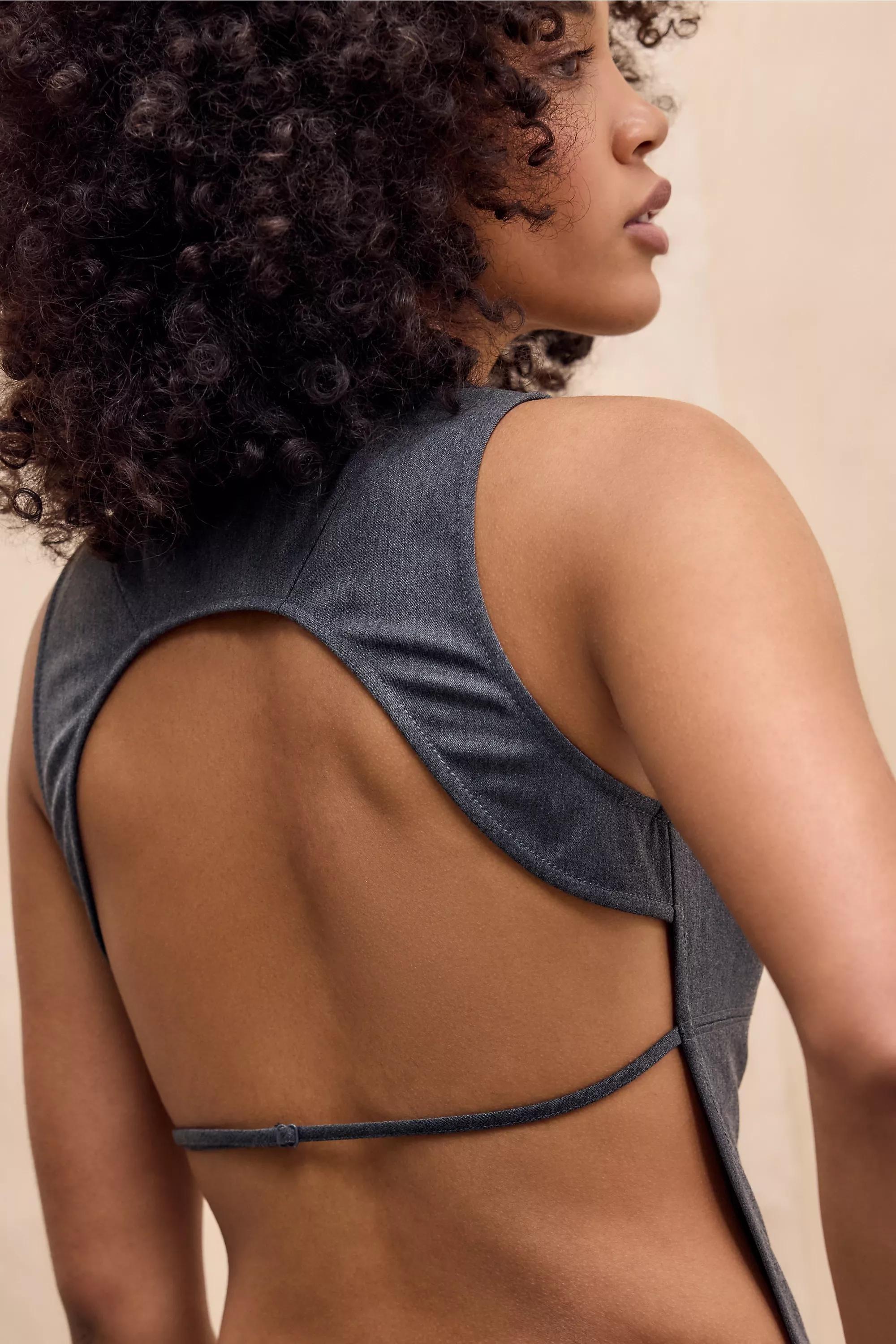 Grey Silence + Noise Monia Tailored Backless Top, GREY, large image number 1