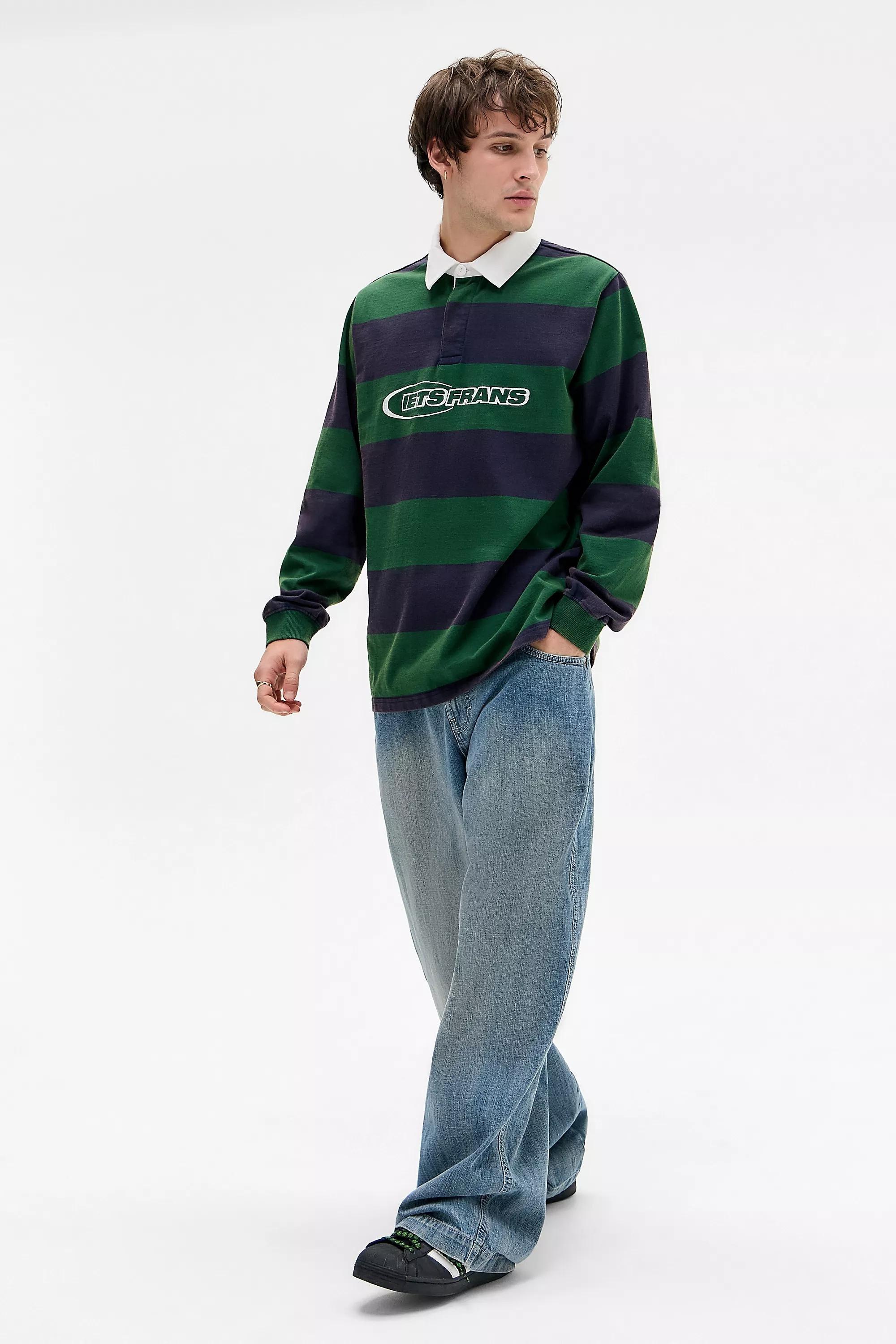 Green iets frans... Rodri Striped Rugby Shirt, GRN, large image number 1