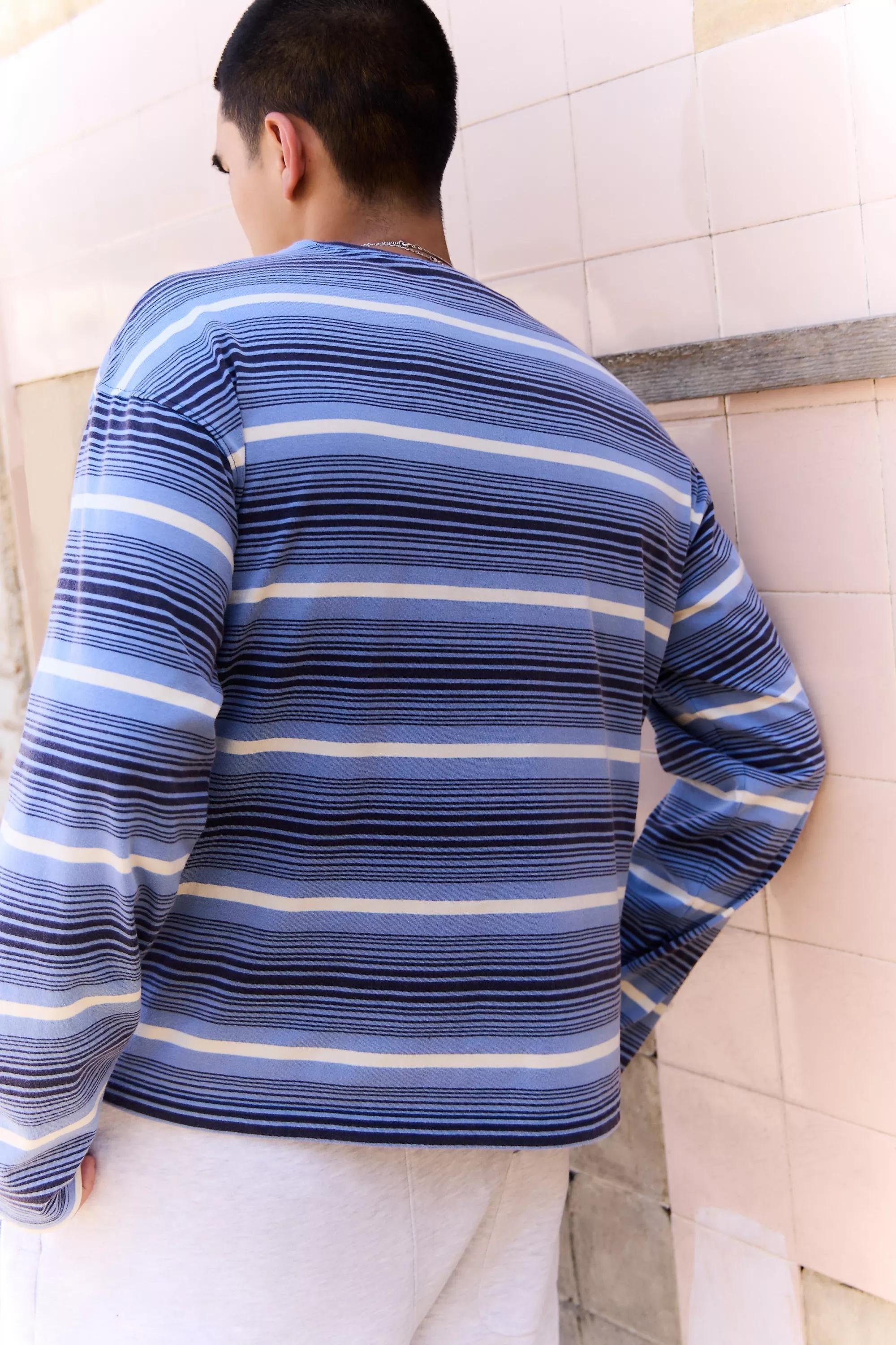 iets frans... Blue Stripe Long Sleeve T-Shirt, BLUE, large image number 3