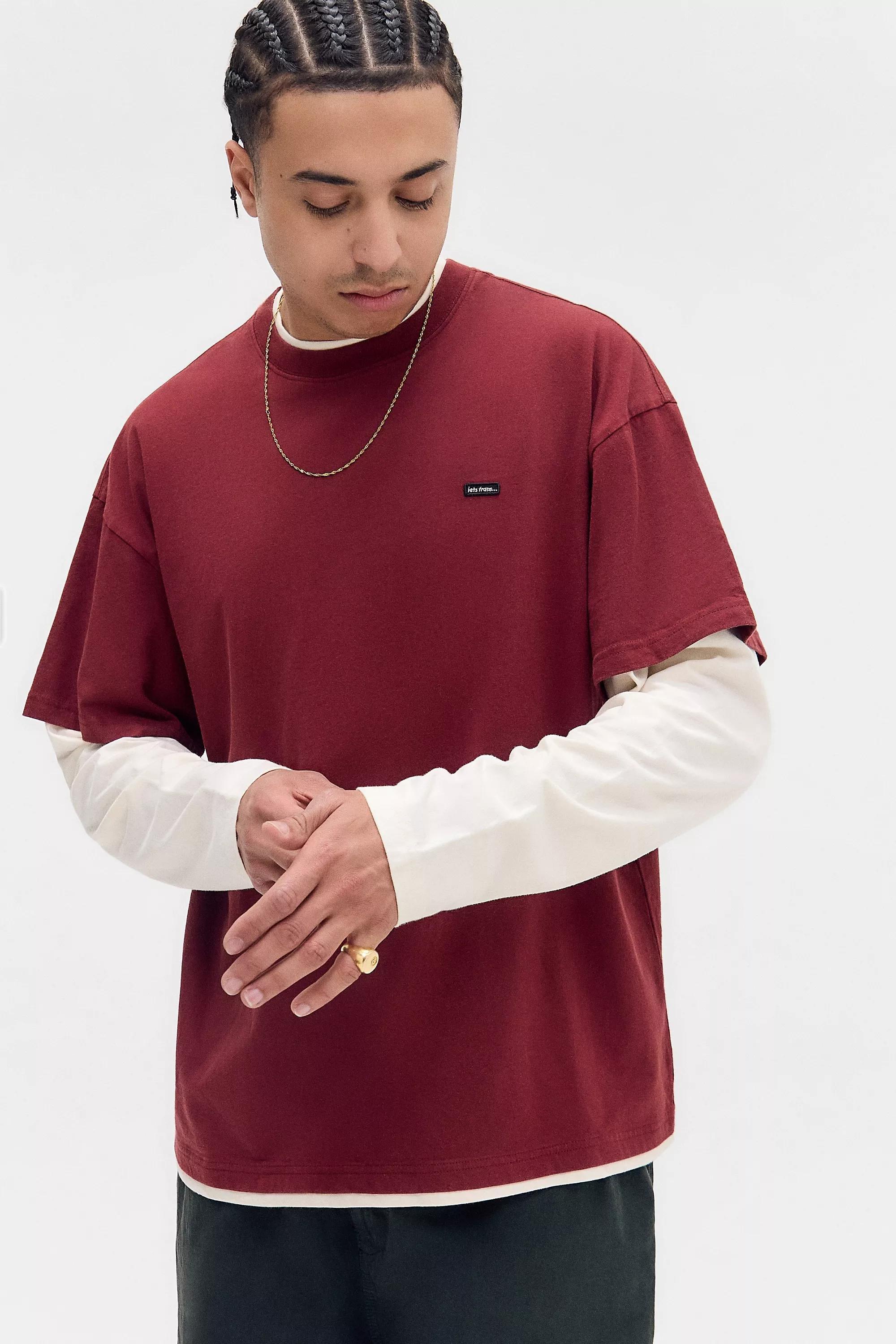 Burgandy Iets Frans... Long-Sleeve Double Layer T-Shirt, WINE, medium