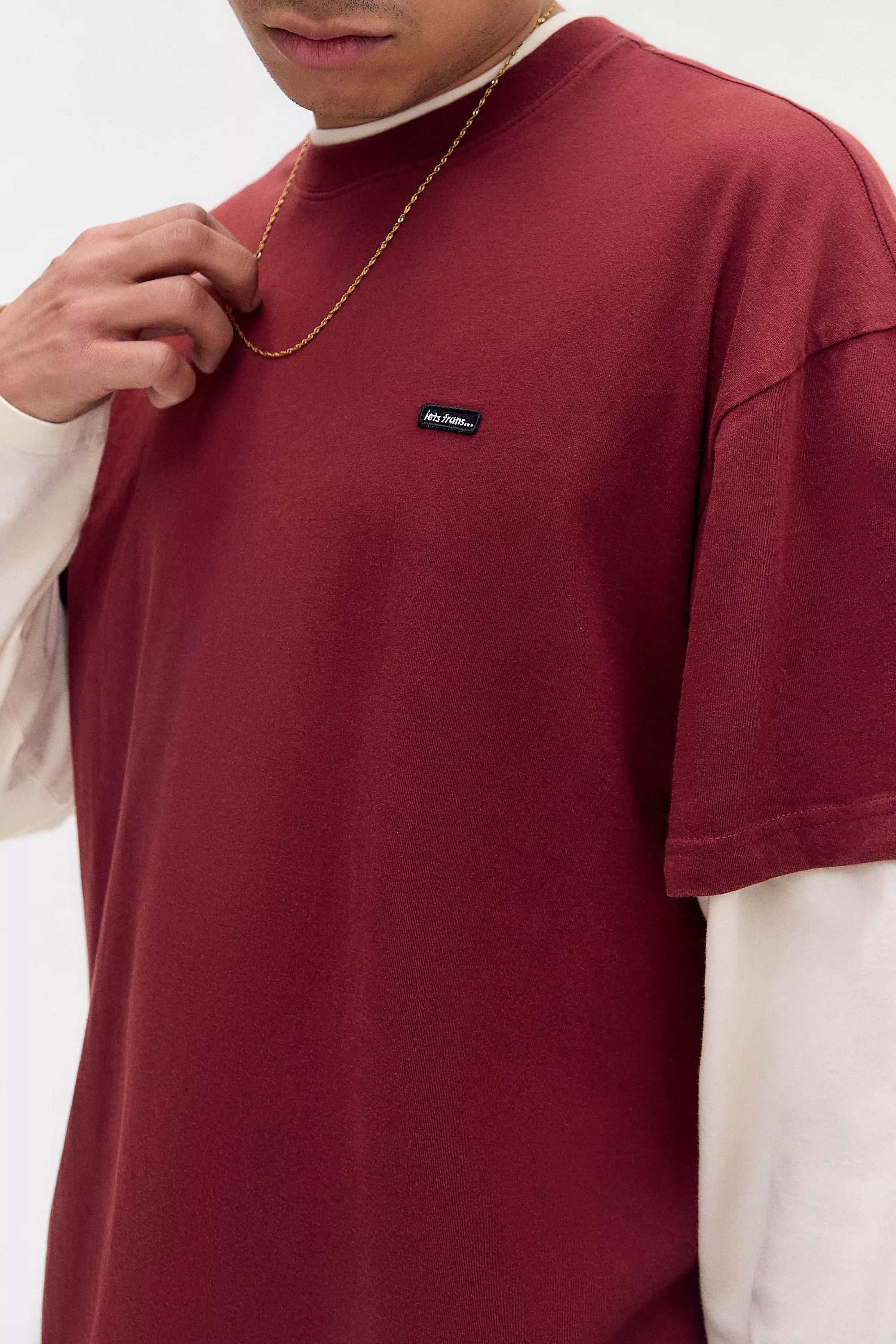 Burgandy Iets Frans... Long-Sleeve Double Layer T-Shirt, WINE, medium