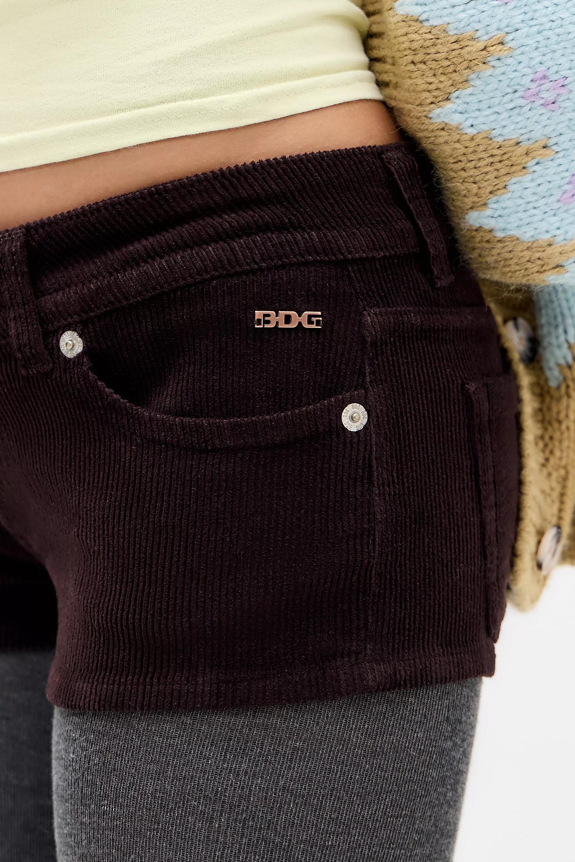 Brown Bdg Piper Corduroy Mini Shorts, CHOC, large image number 1