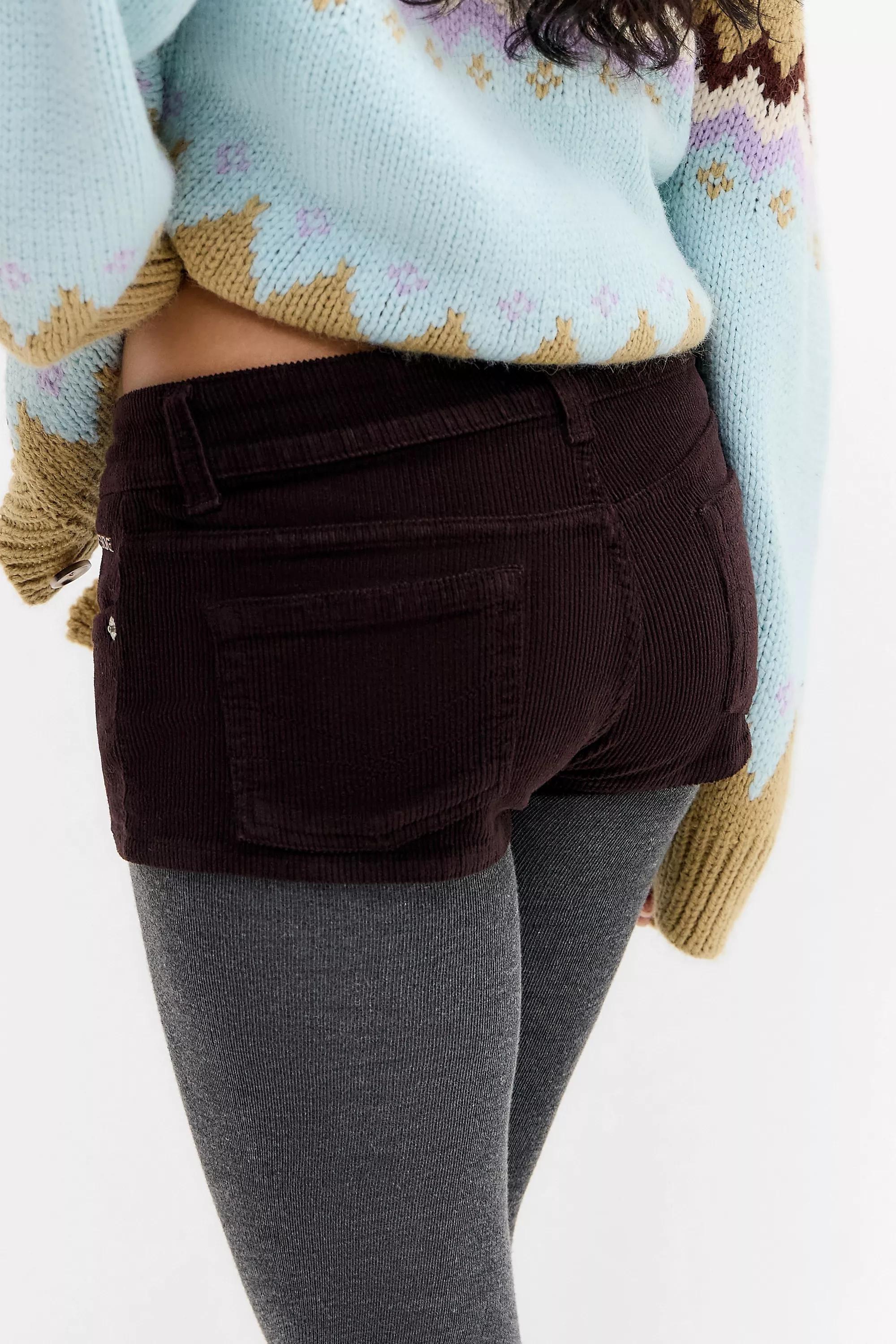 Brown Bdg Piper Corduroy Mini Shorts, CHOC, large image number 3