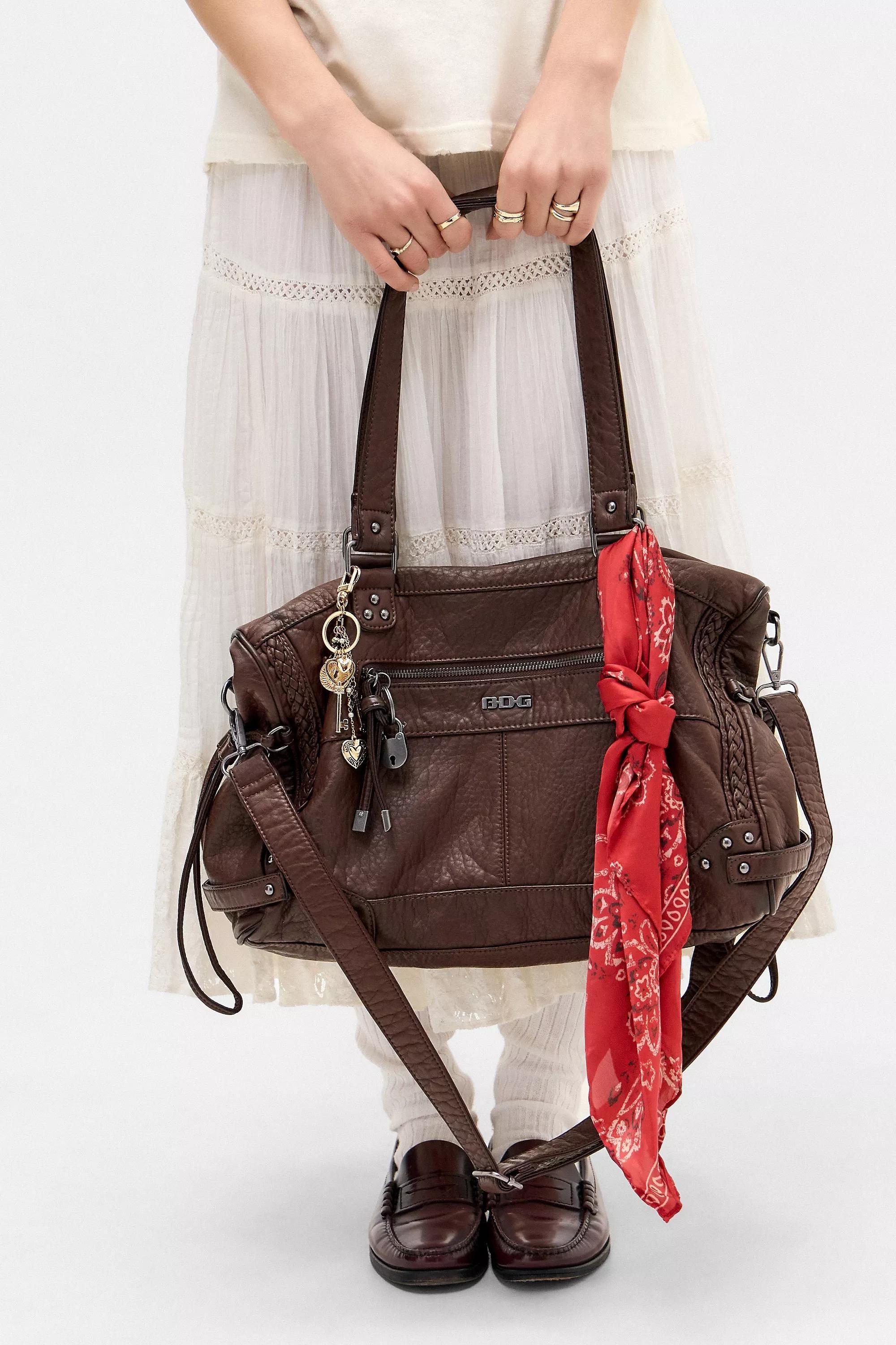 Brown Bdg Washed Scarf Detailed Bag, BRN, large image number 1