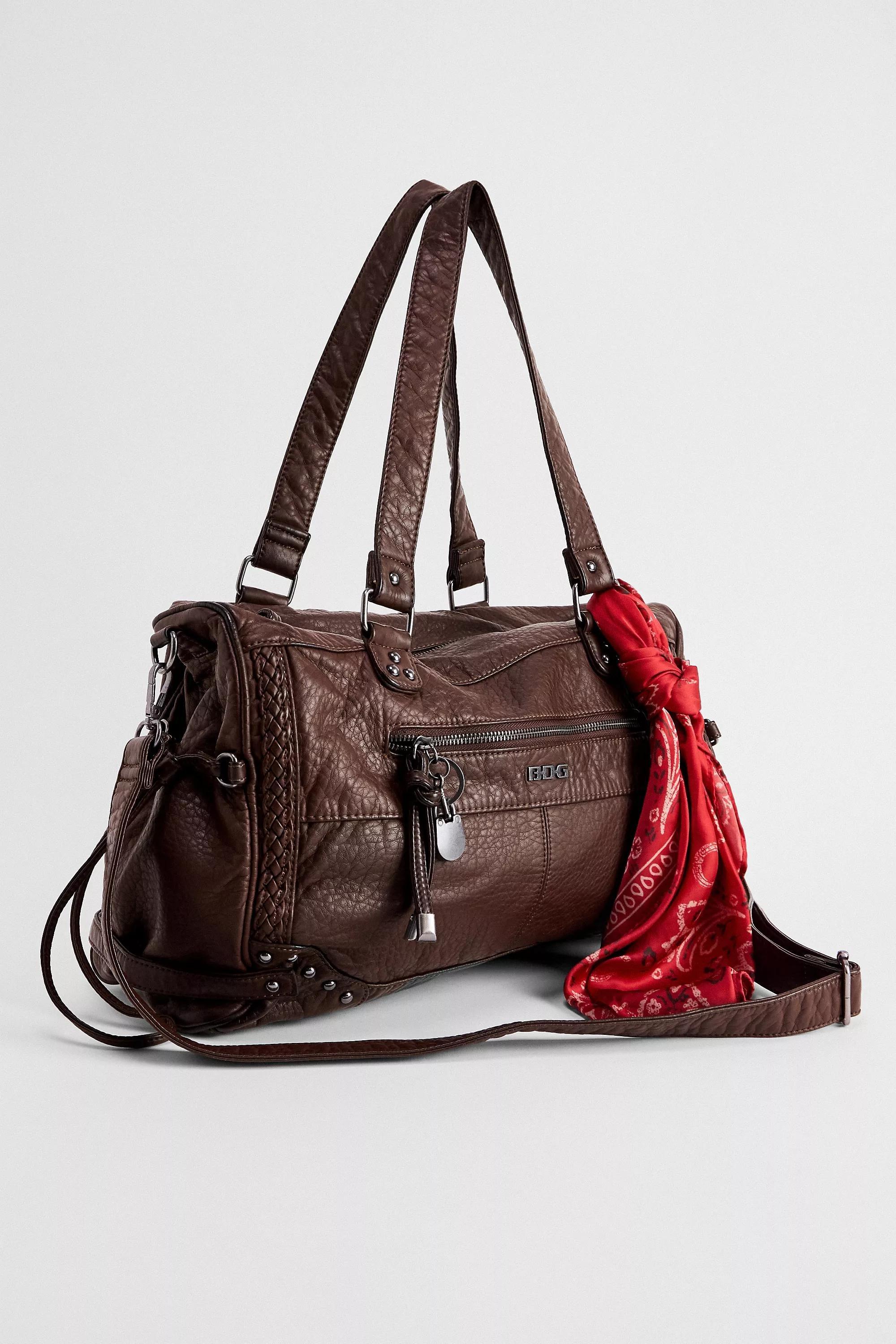 Brown Bdg Washed Scarf Detailed Bag, BRN, large image number 3