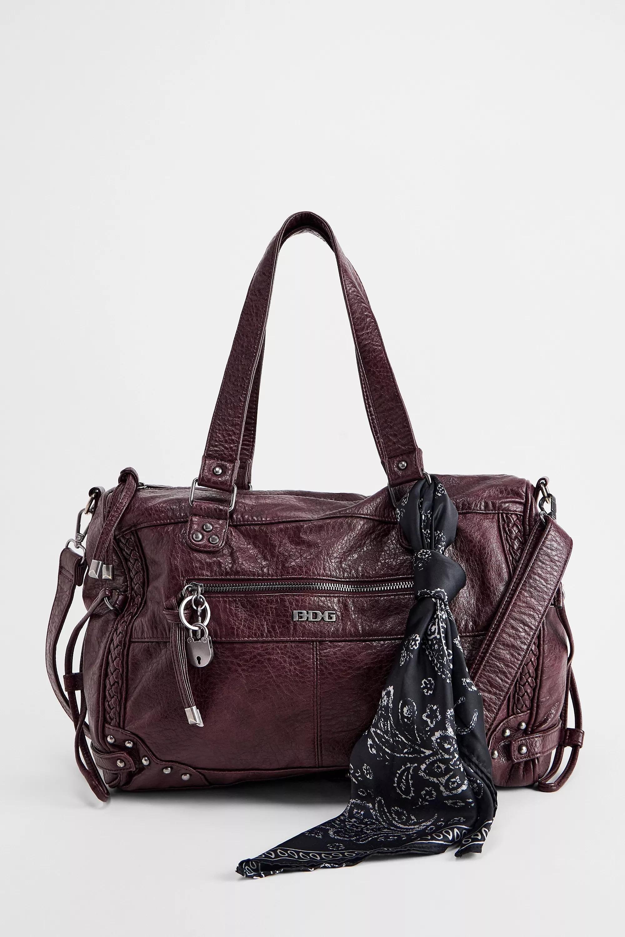 Burgandy Bdg Washed Faux Leather Cindy Scarf Detailed Bag, D PP, large image number 2