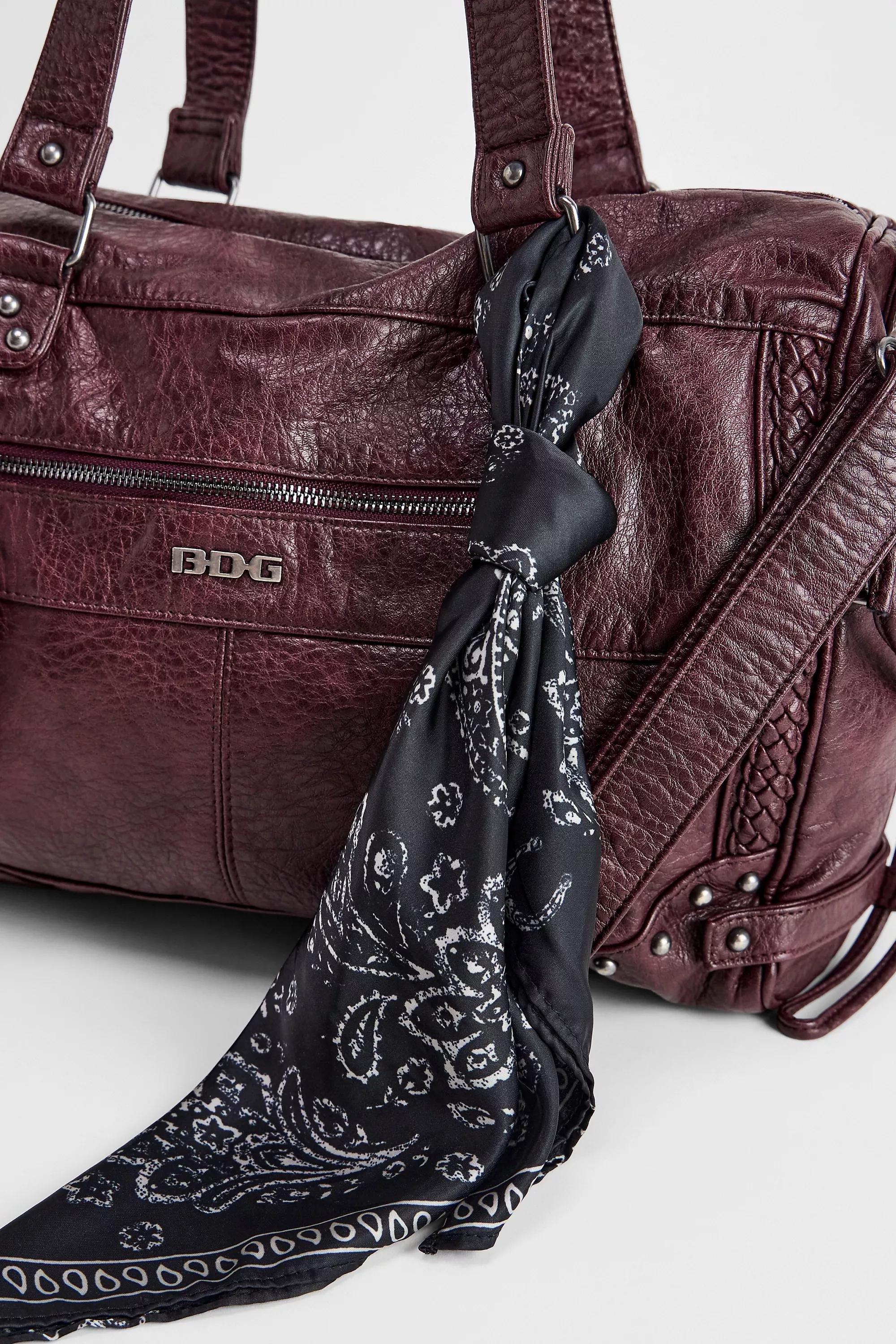 Burgandy Bdg Washed Faux Leather Cindy Scarf Detailed Bag, D PP, large image number 3