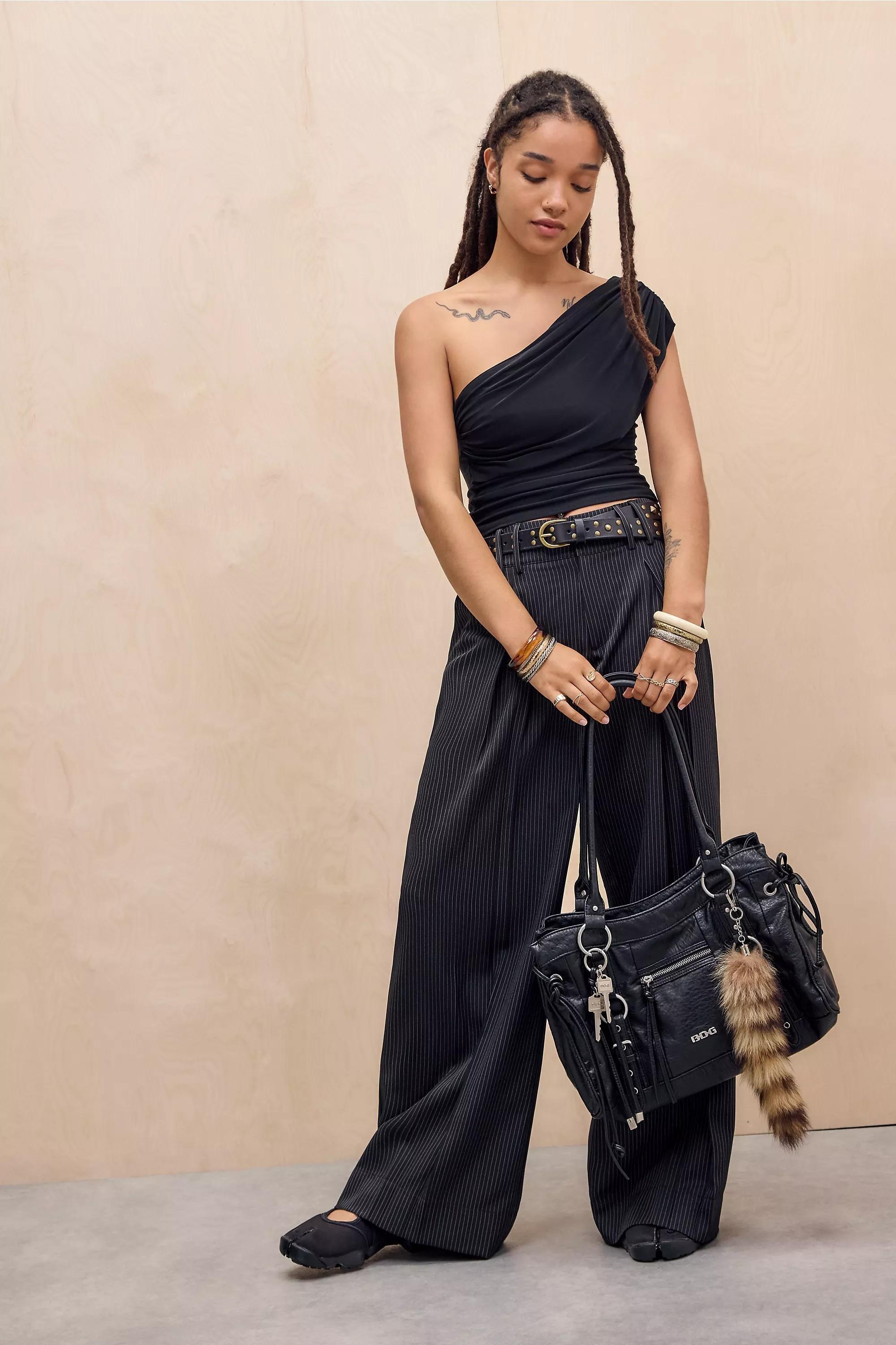 Black Silence + Noise Lia One Shoulder Backless Top, BLK, large image number 0