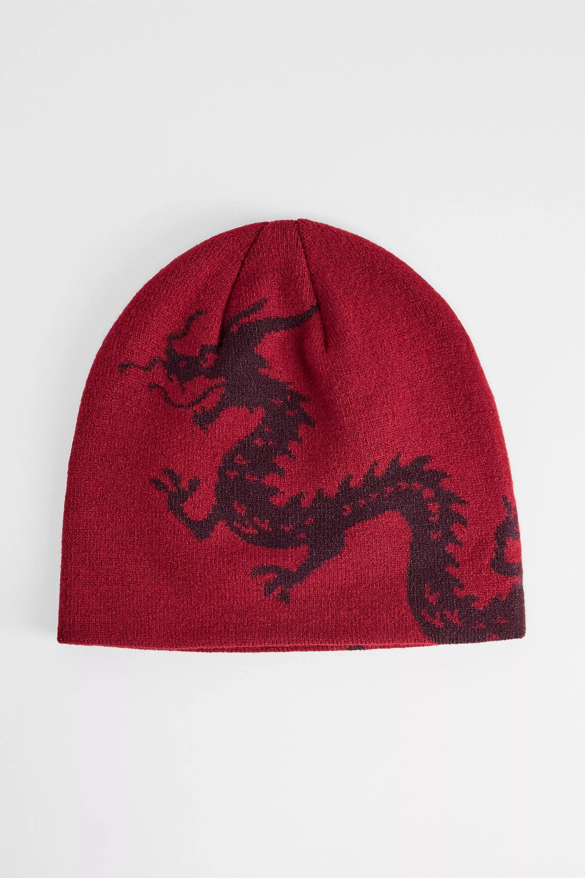 Red Uo Dragon Beanie, RED, medium