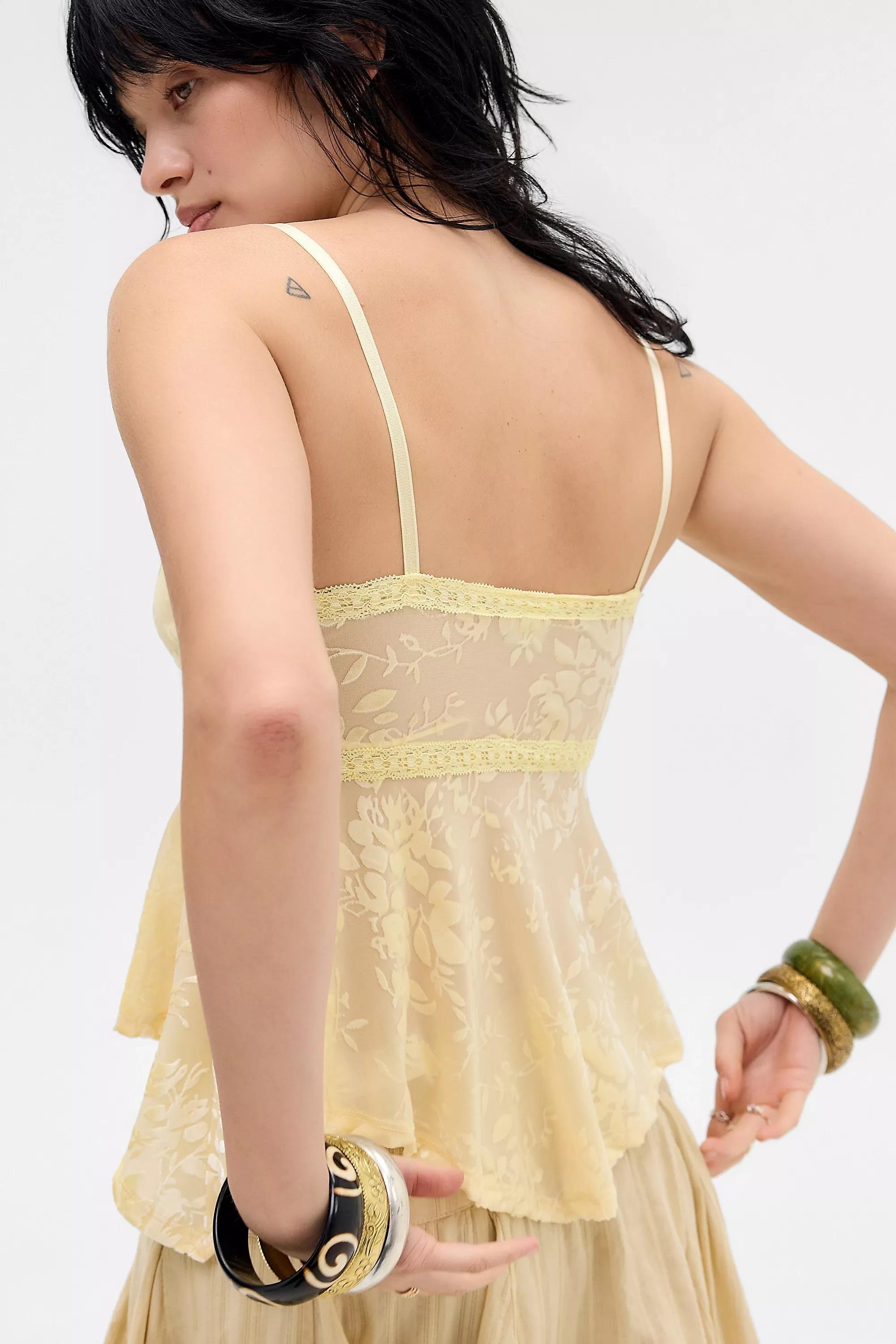 Yellow Uo Celia Babydoll Top, YEL, large image number 3