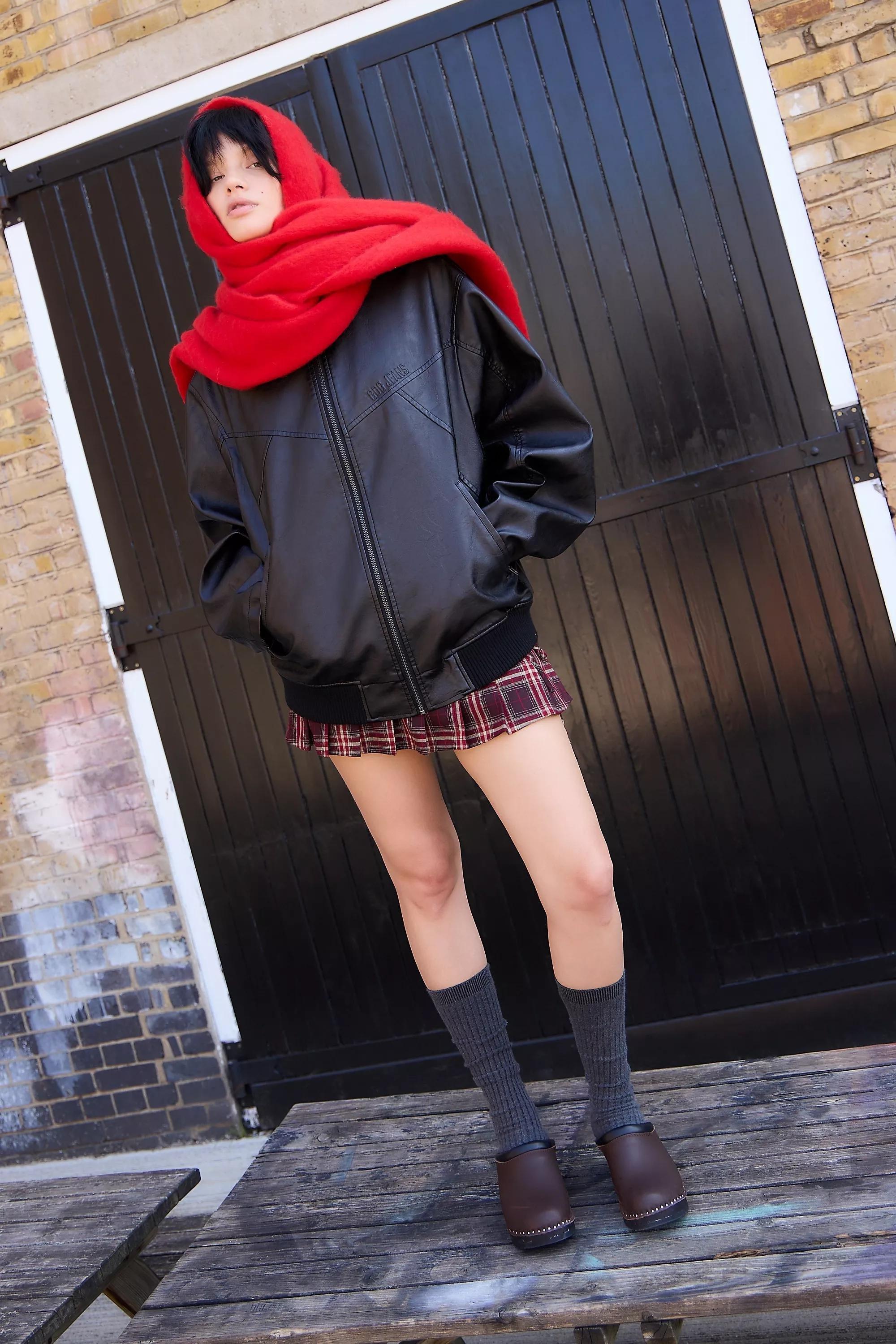 RED UO Lenora Blanket Scarf, RED, medium