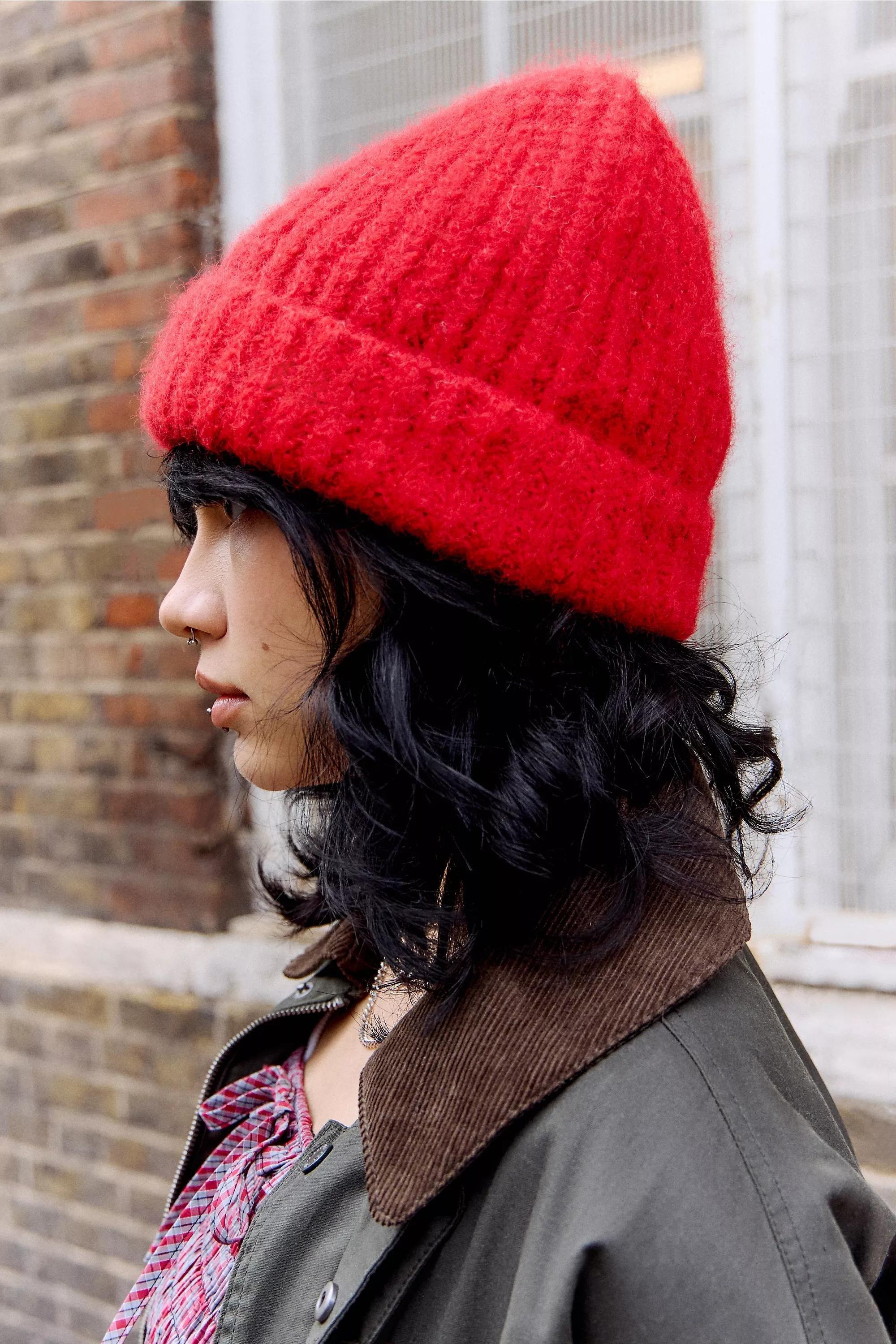 Red UO Rory Soft Knit Beanie, RED, large image number 0