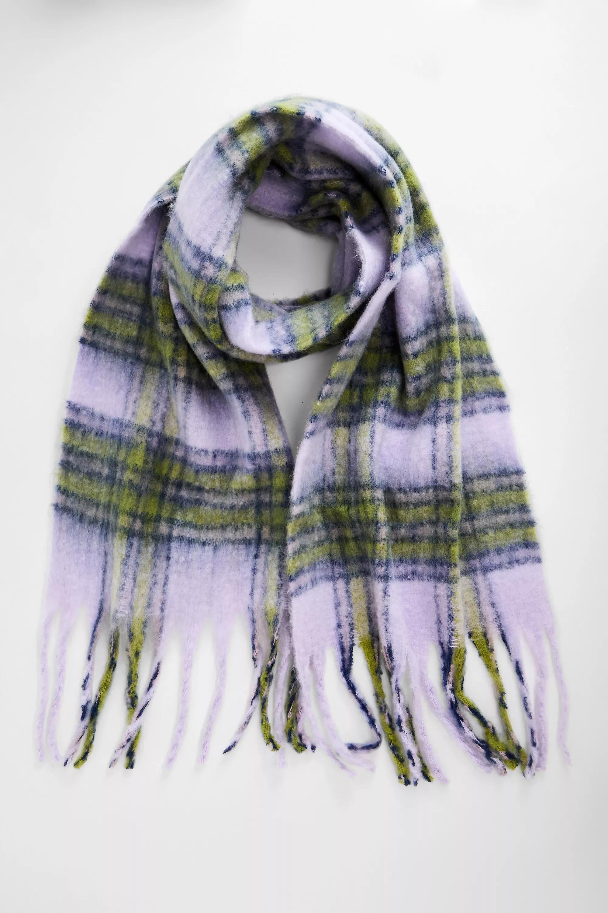 Yellow Uo Plaid Blanket Scarf, LILAC, large image number 2