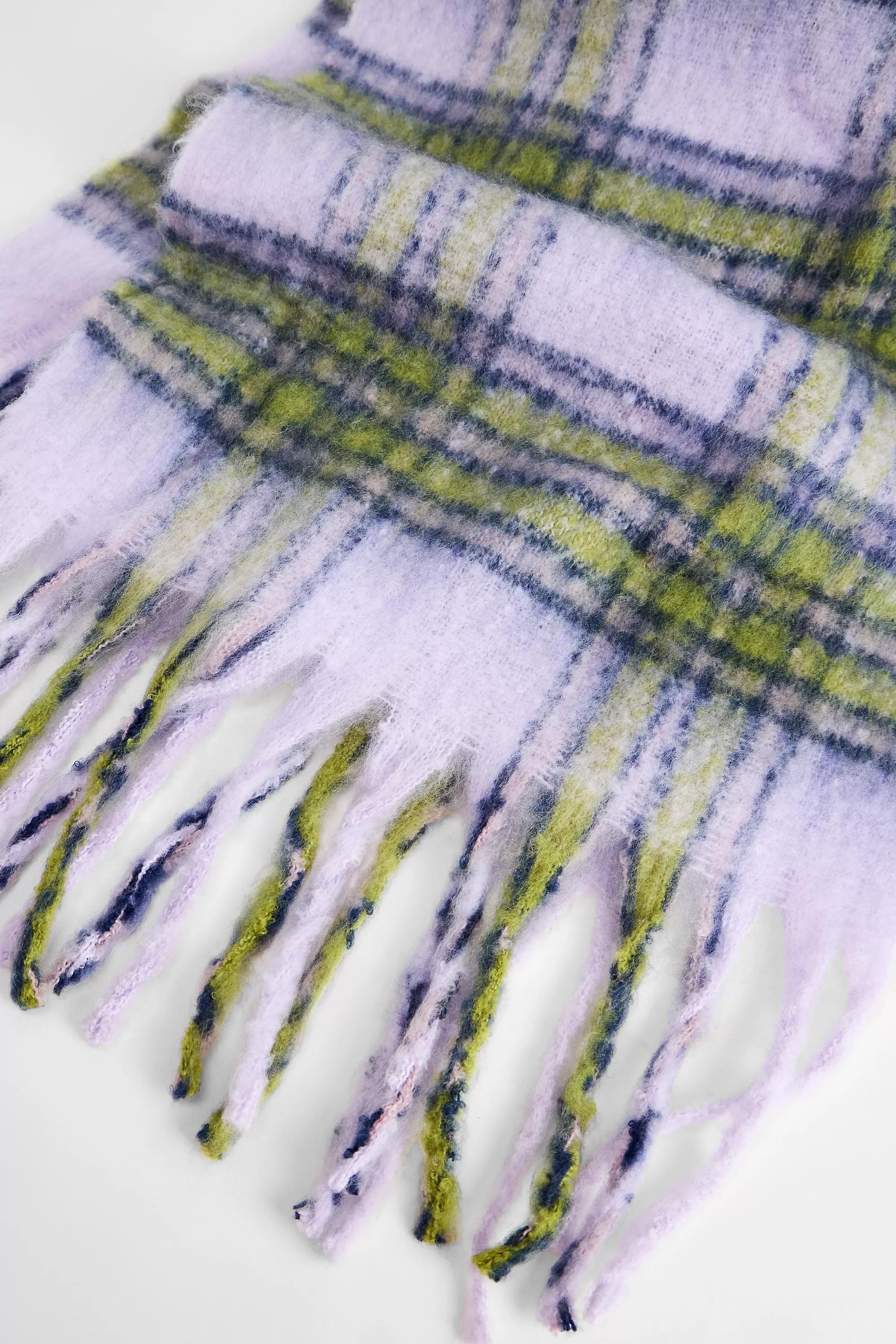 Yellow Uo Plaid Blanket Scarf, LILAC, large image number 4