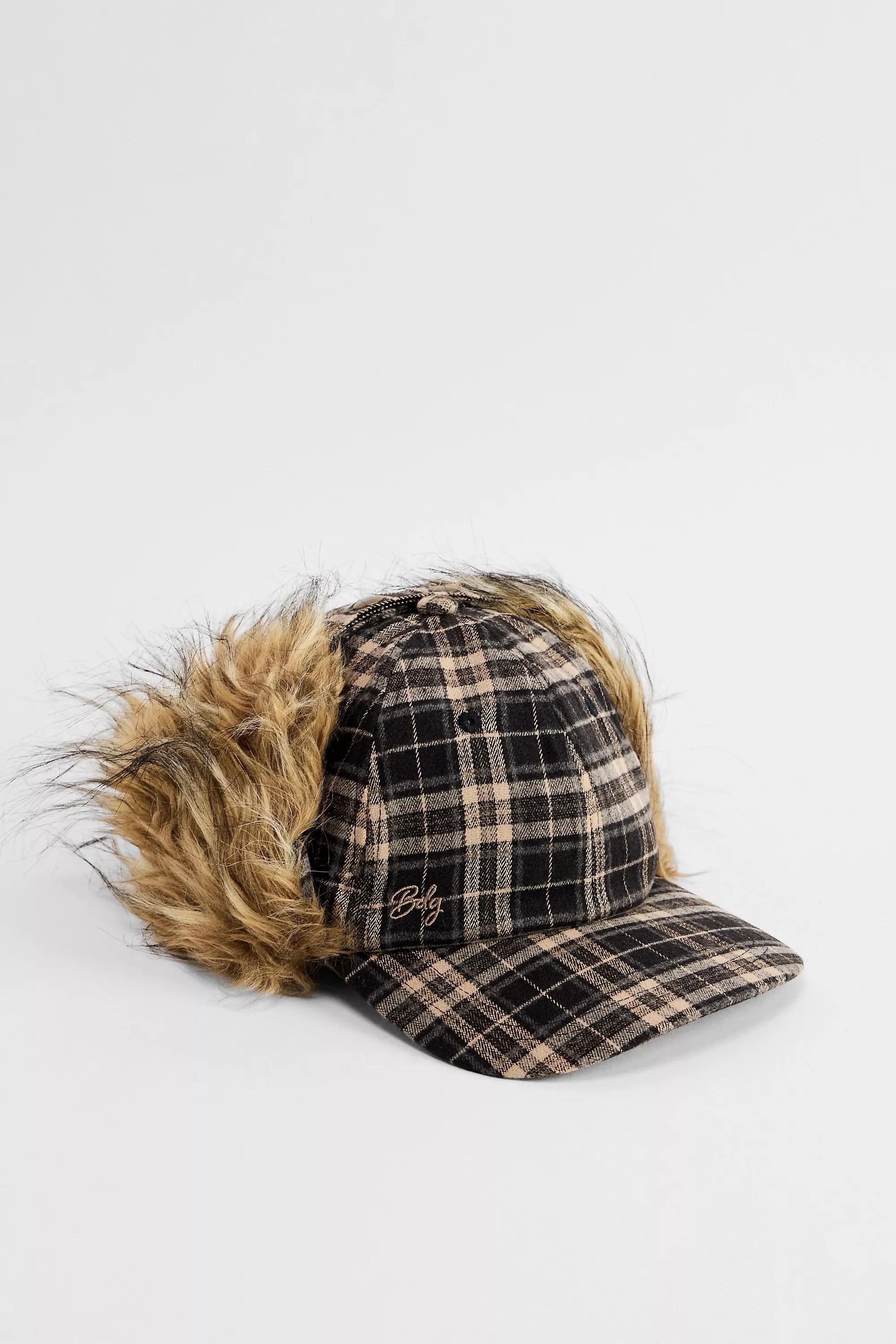 Brown Bdg Check Trapper Cap, BRN MOTIF, large image number 1