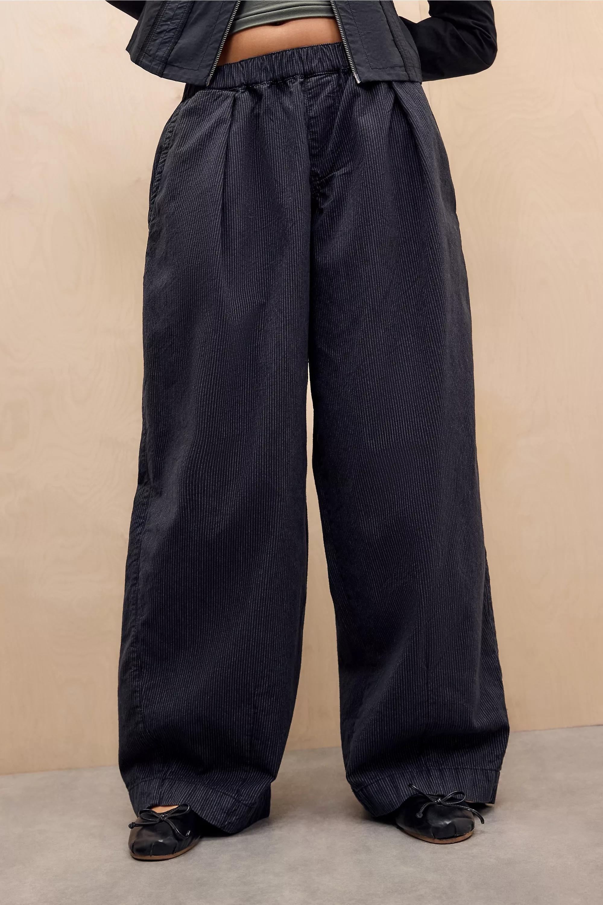 Black Bdg Bobbi Mini Stripe Baggy Trousers, BLK, large image number 0