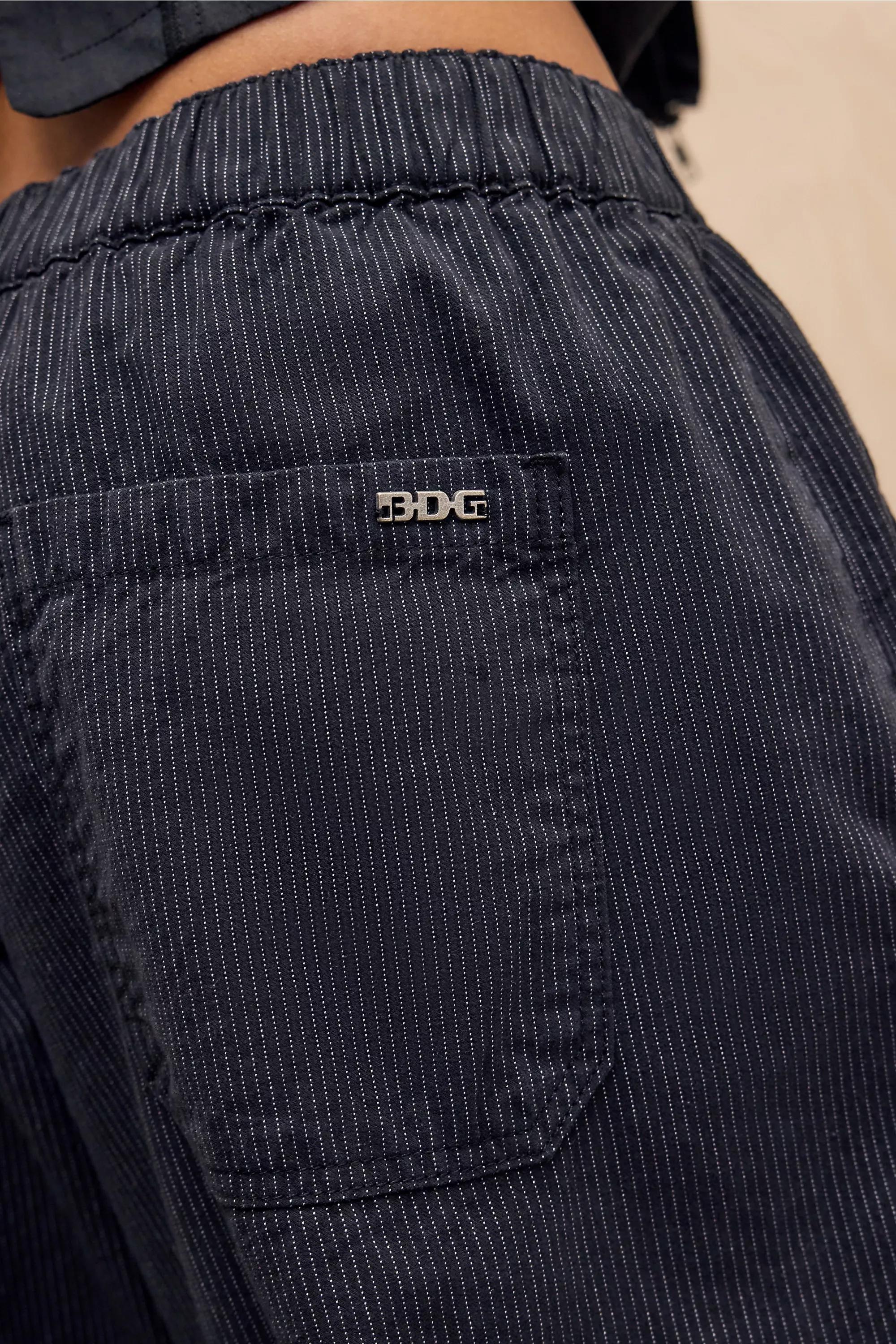 Black Bdg Bobbi Mini Stripe Baggy Trousers, BLK, large image number 2