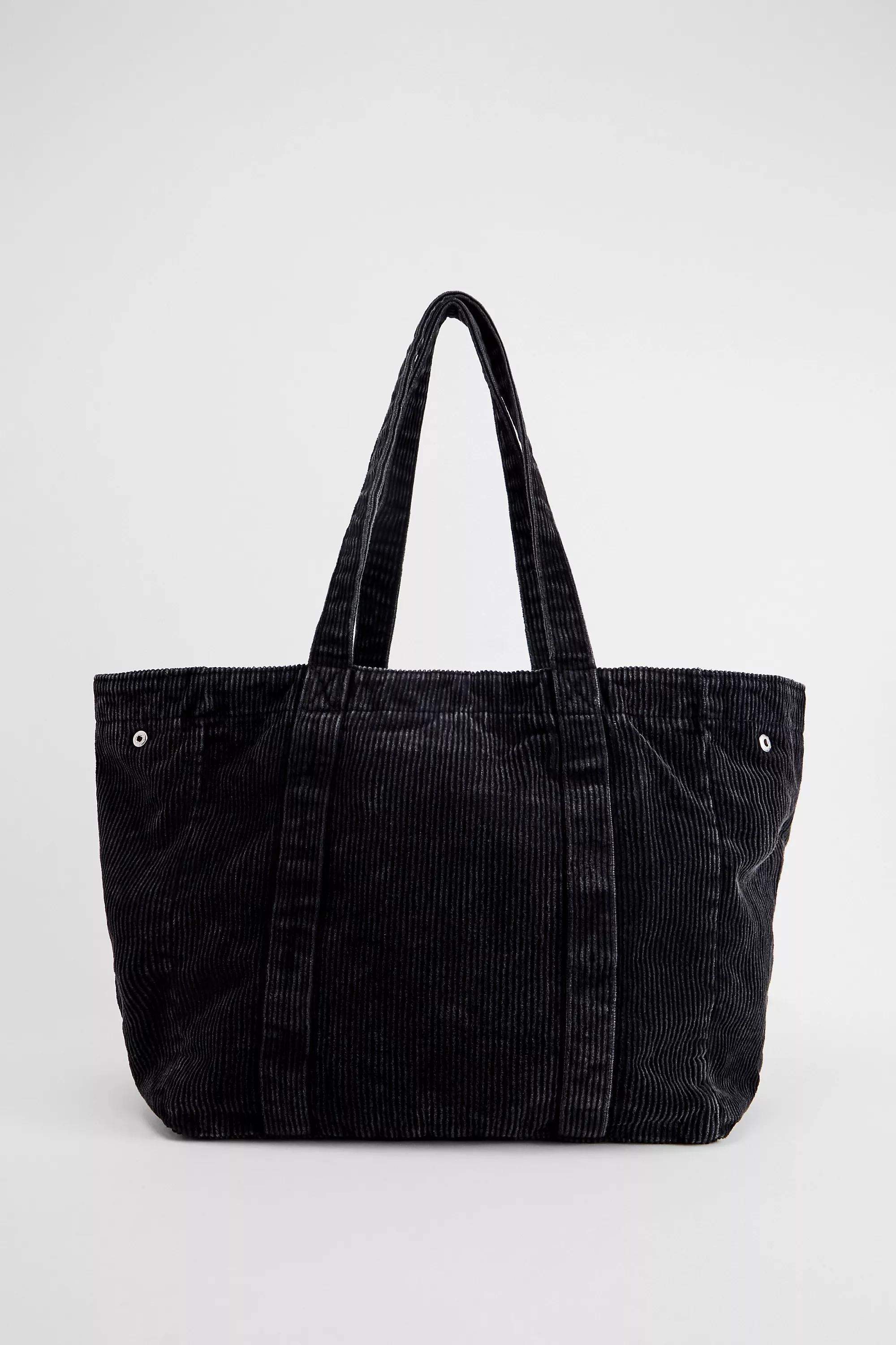 Black Bdg Cord Carryall Tote Bag, BLK, large image number 3