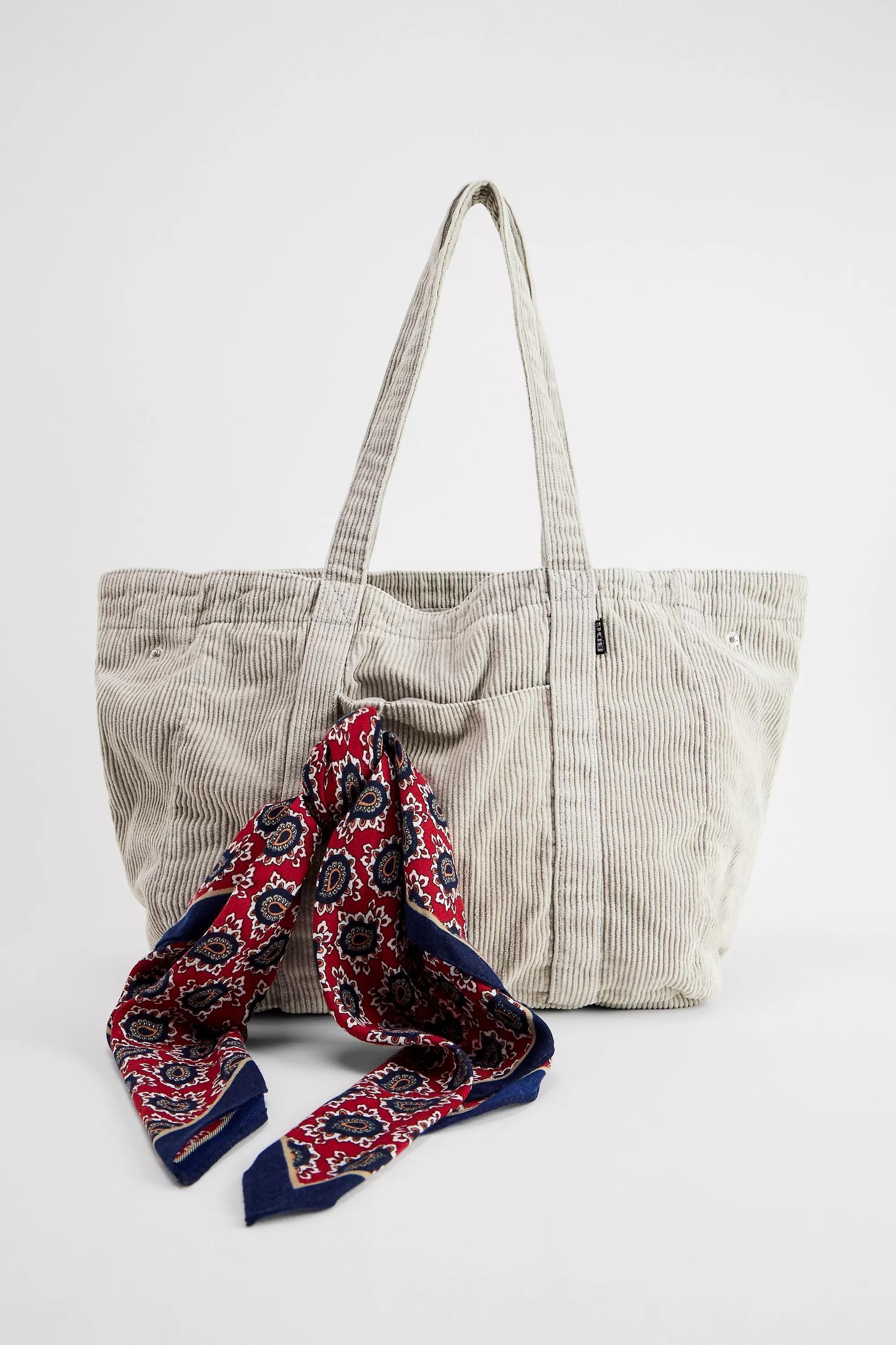 Grey Bdg Cord Carryall Tote Bag, , medium