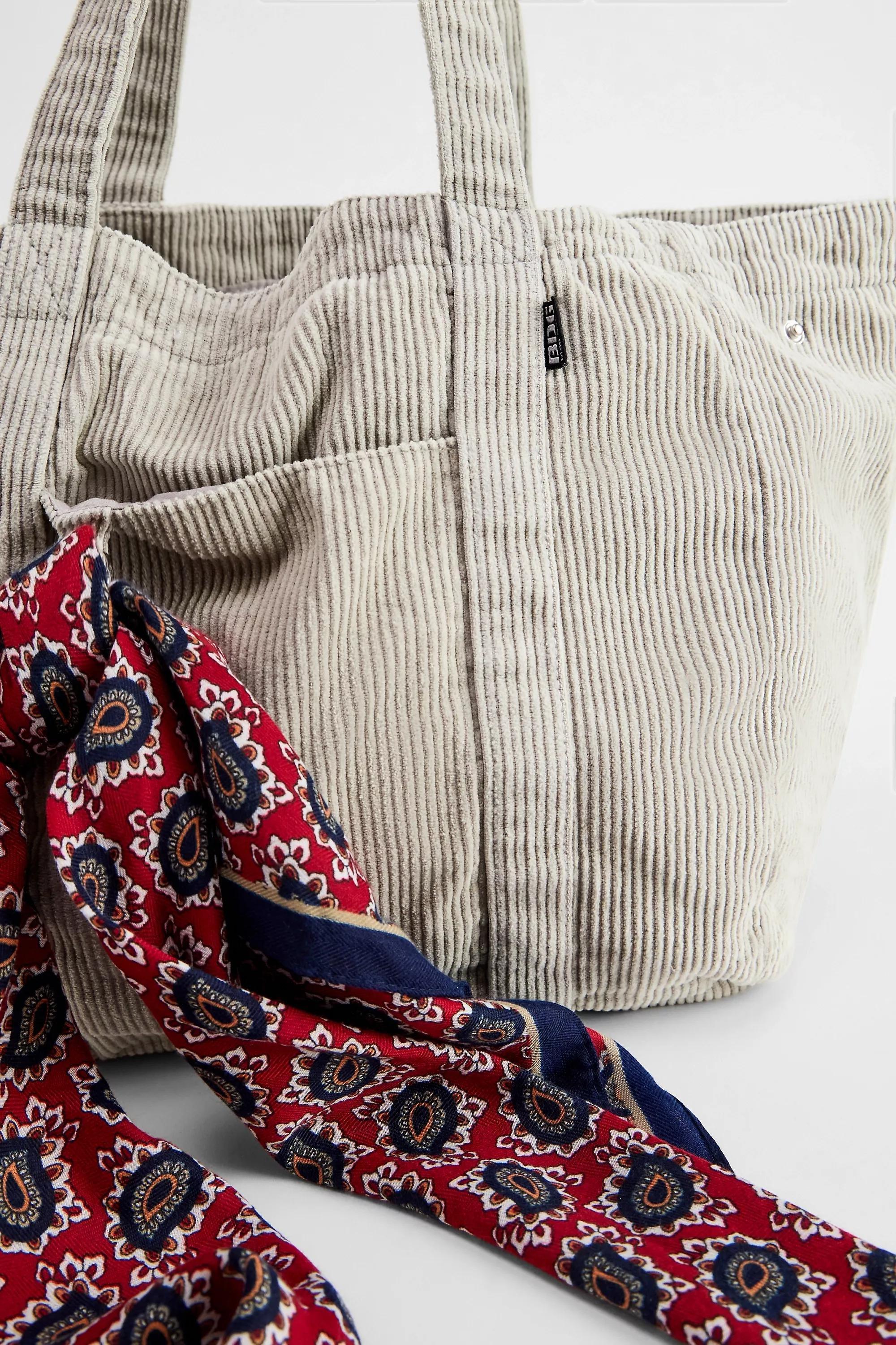 Grey Bdg Cord Carryall Tote Bag, SND, medium