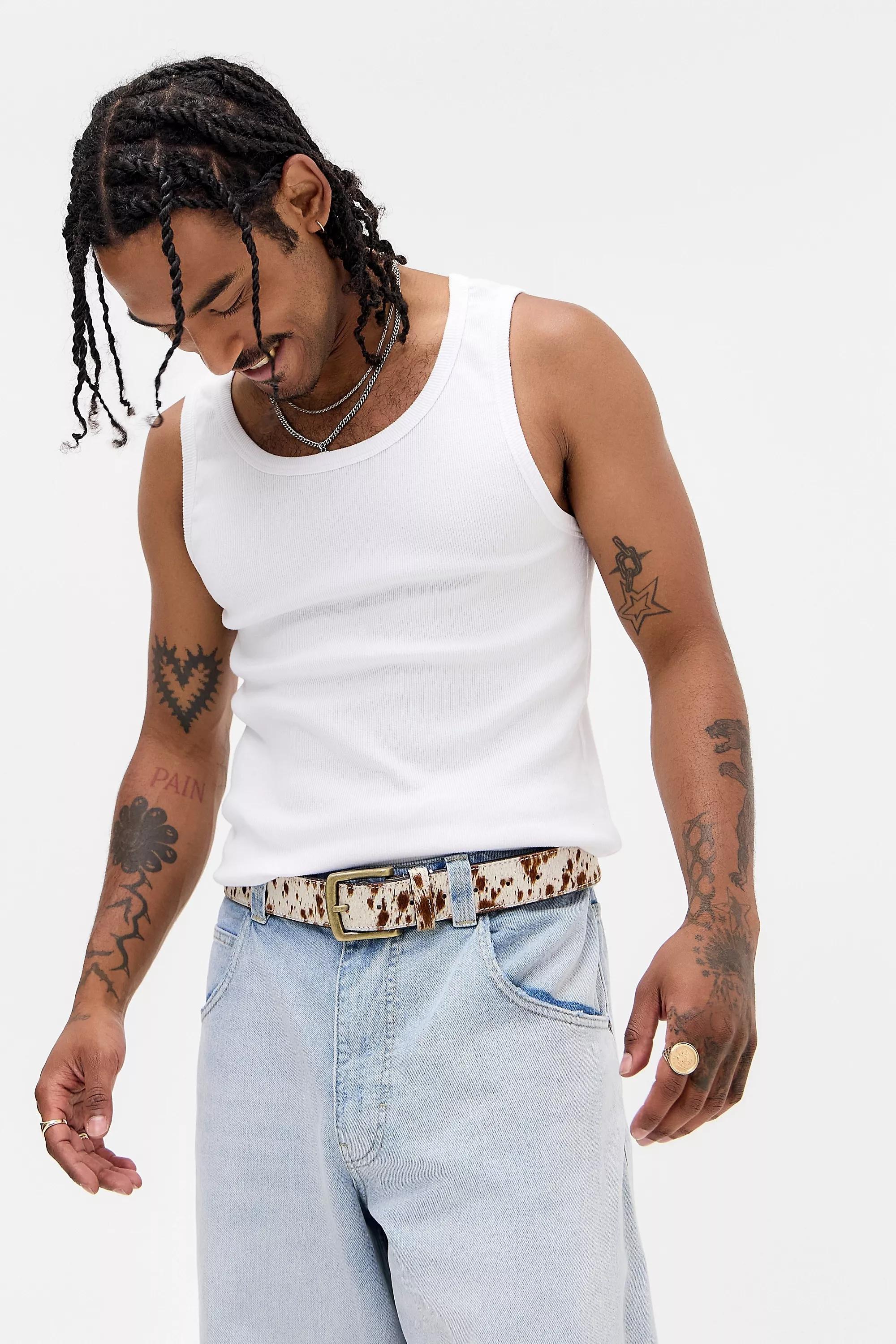 White Bdg Ribbed Vest, WHT, medium