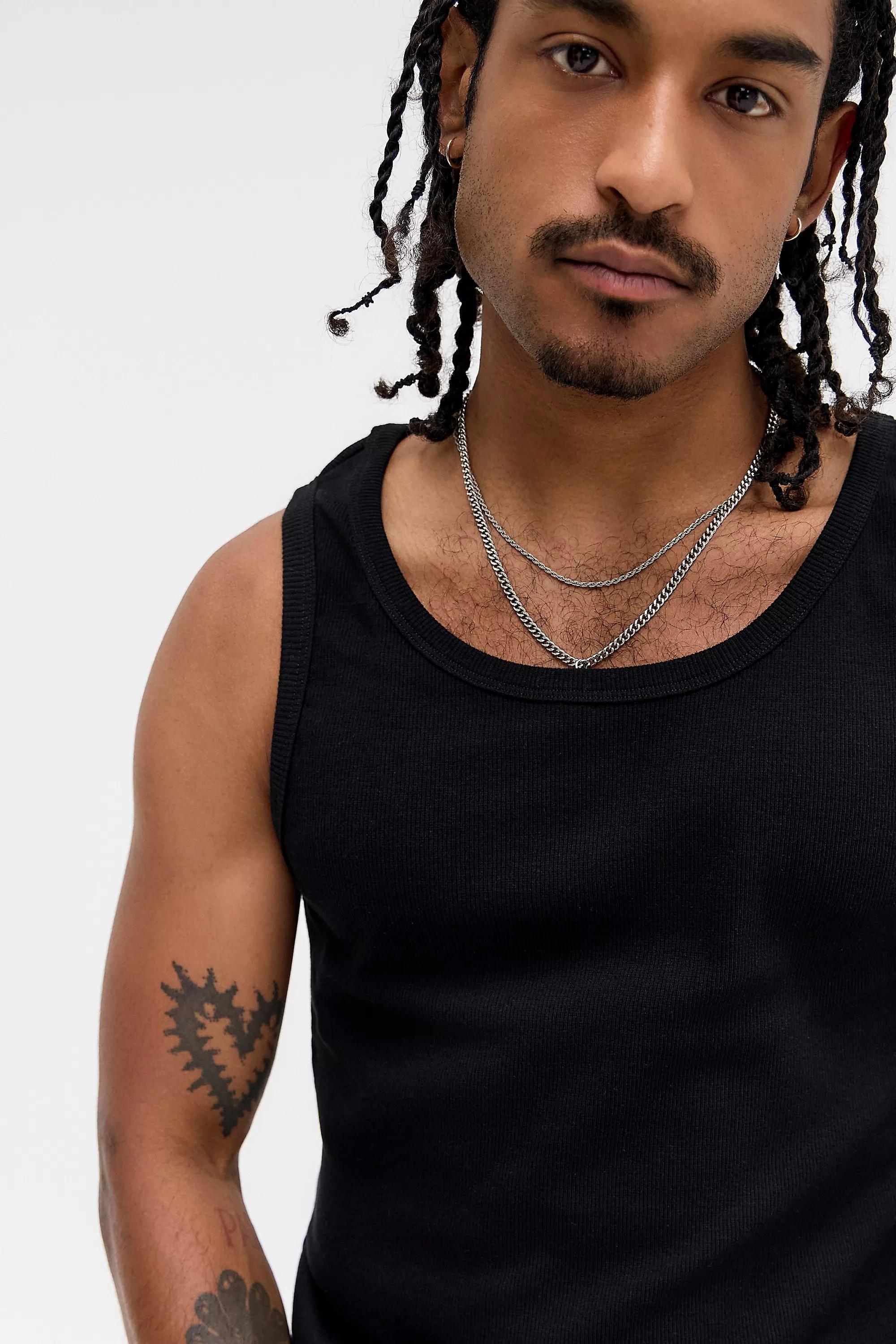 Black Bdg Ribbed Vest, BLK, medium