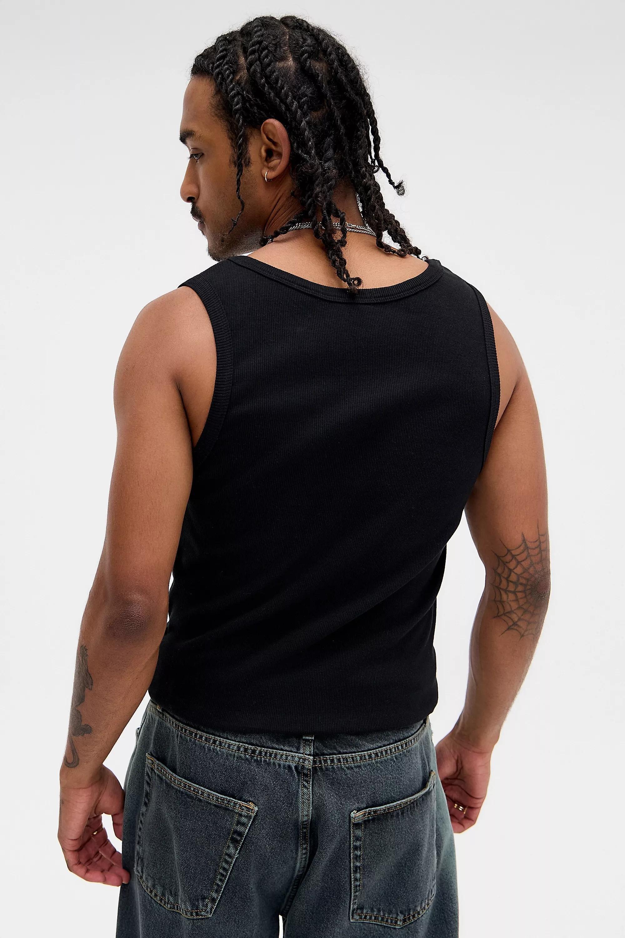 Black Bdg Ribbed Vest, BLK, large image number 3