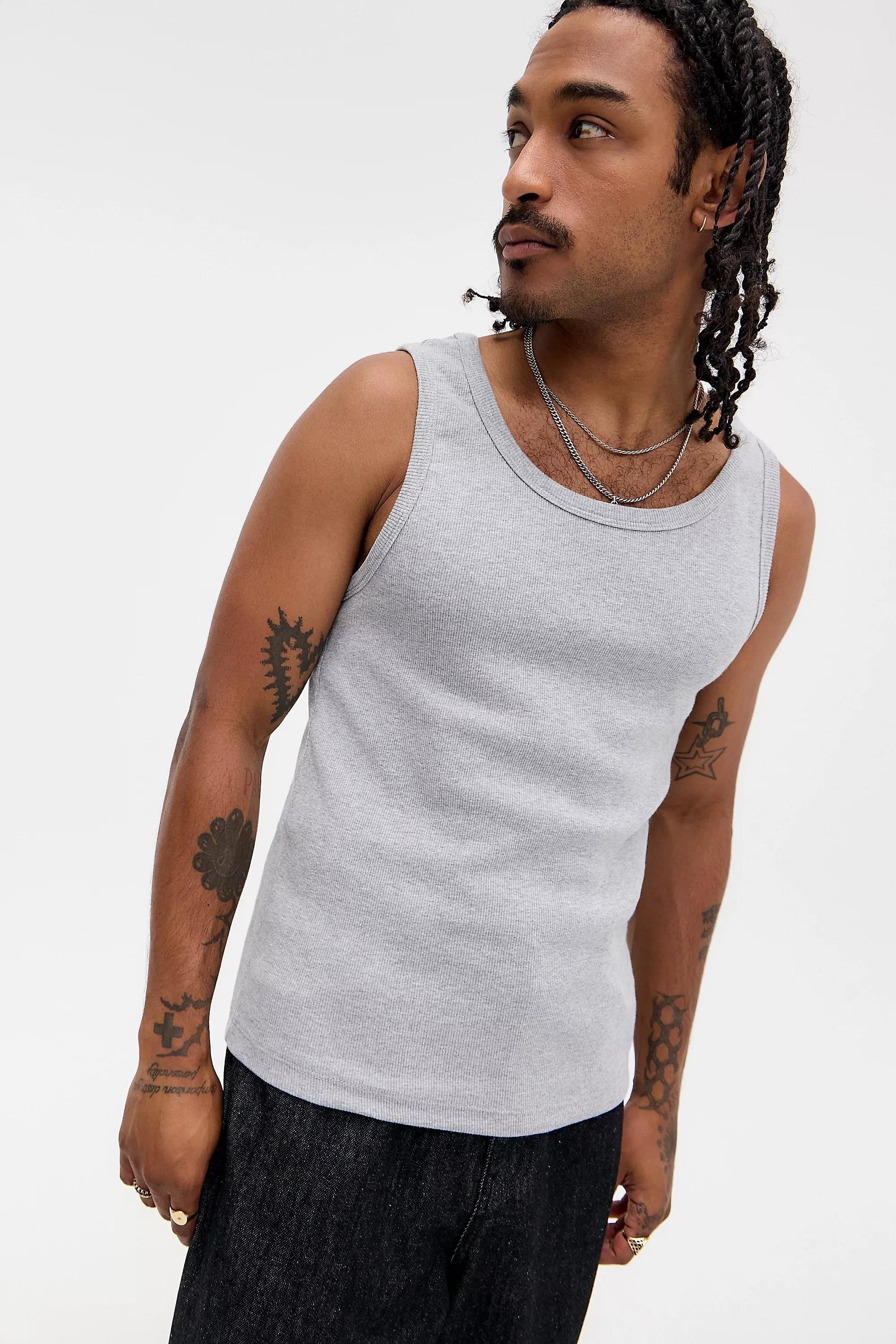 Grey Bdg Ribbed Vest, GREY, medium