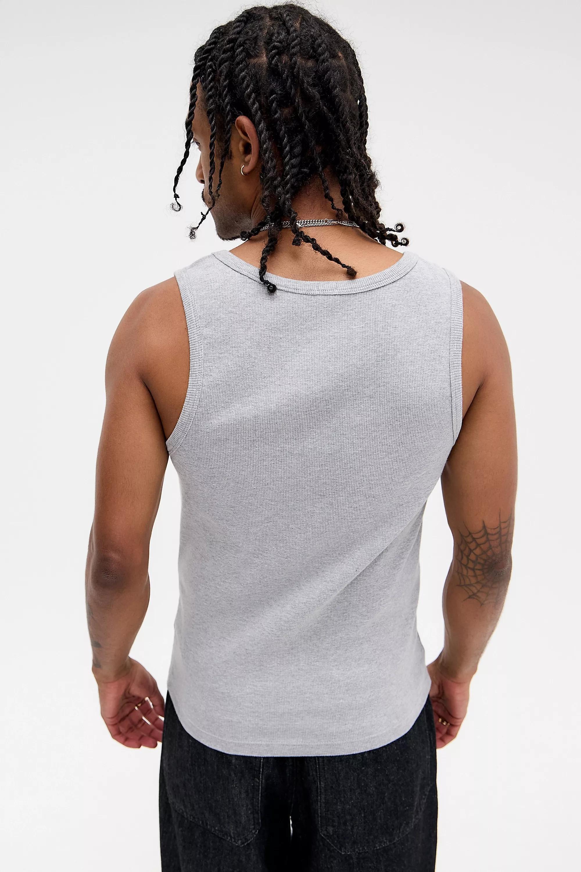 Grey Bdg Ribbed Vest, GREY, large image number 3