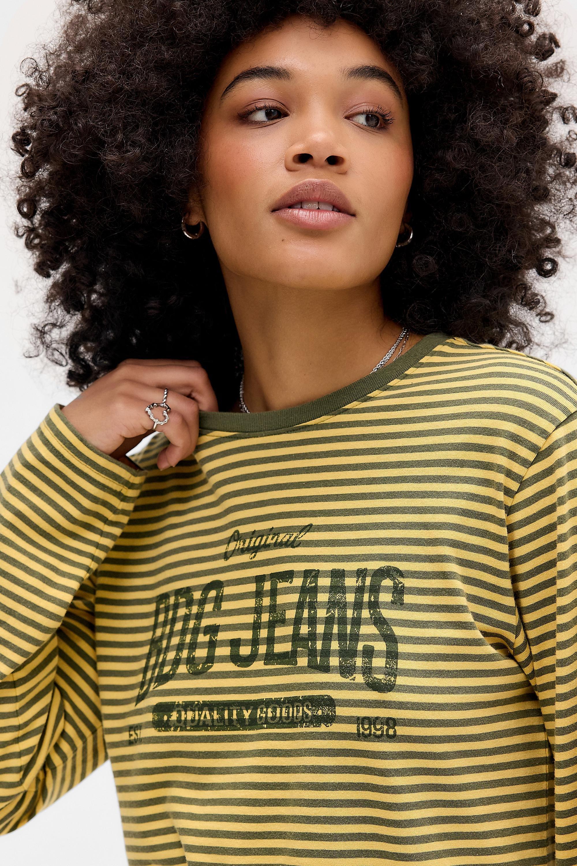 KHAKI BDG Stripe Long Sleeve Relaxed T-Shirt, KHAKI, large image number 0
